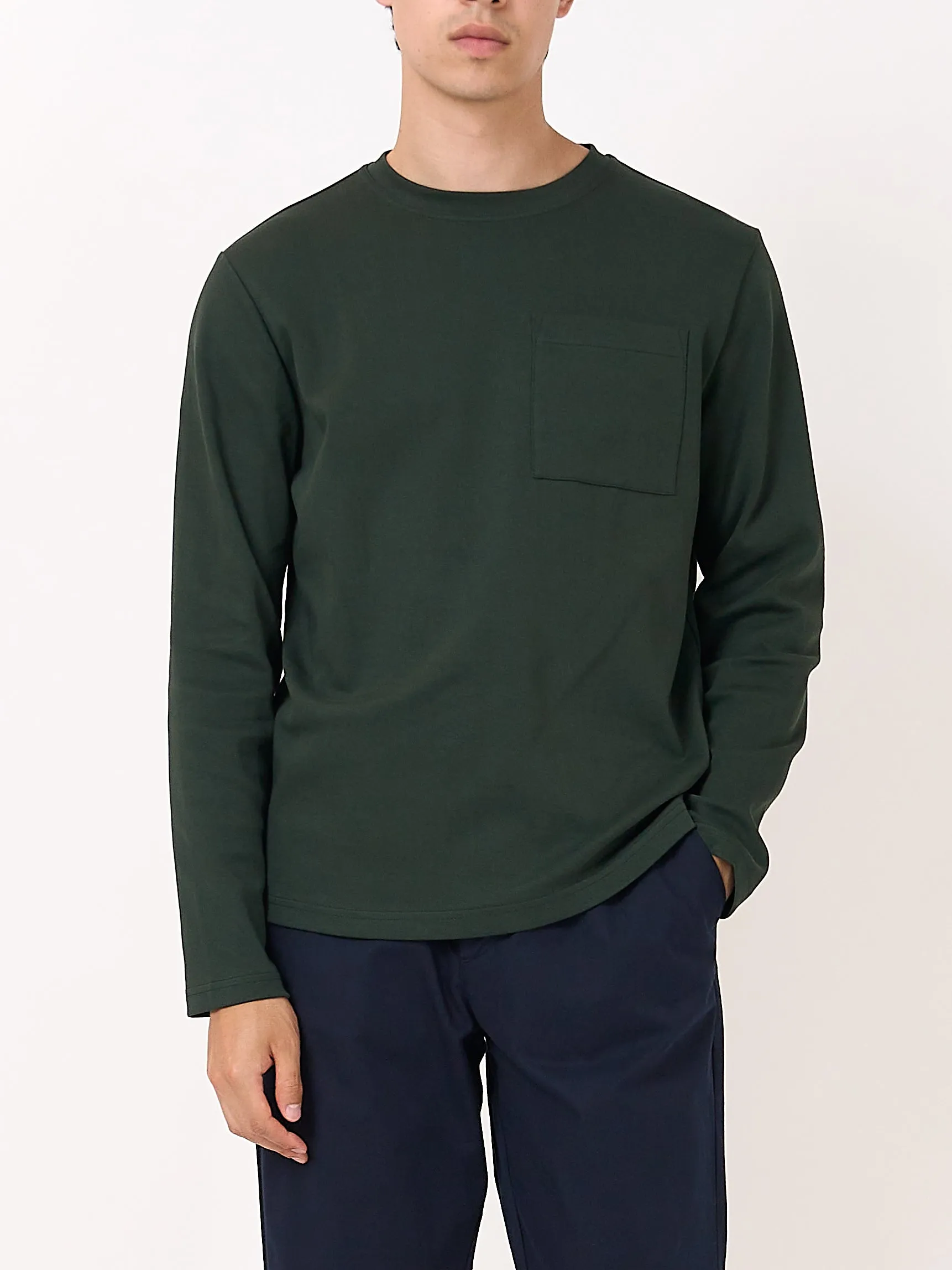 Heavy Long Sleeve T-Shirt Tavistock Dark Green sold by Oliver Spencer product image thumbnail 3