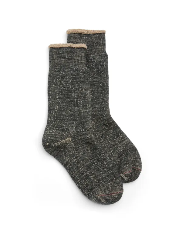 Ro To To Double Face Crew Socks Grey Brown sold by Oliver Spencer
