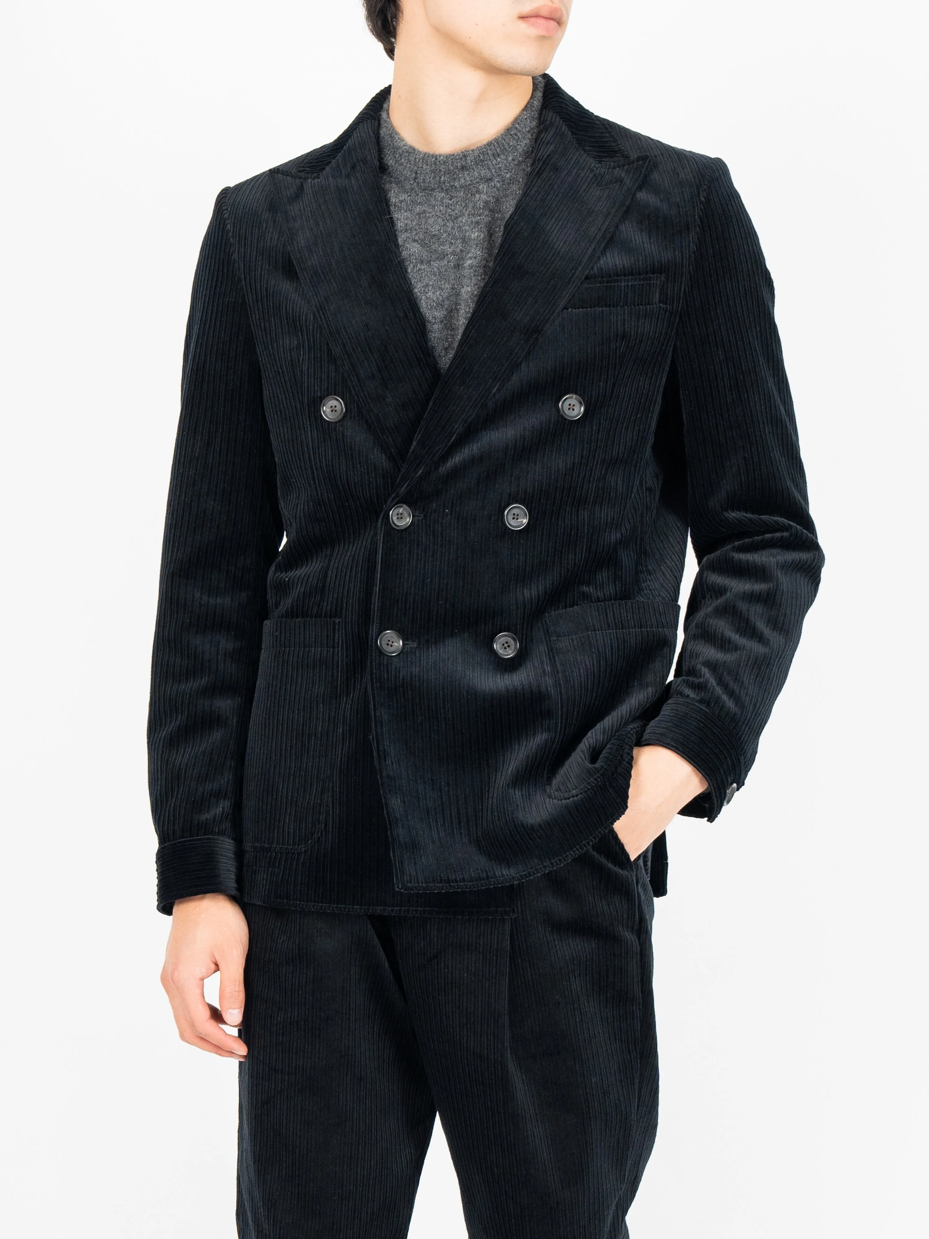 Double Breasted Jacket Hedden Cord Black sold by Oliver Spencer product image thumbnail 3