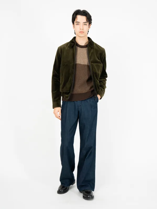 Arlington Bomber Jacket Velvet Olive Green sold by Oliver Spencer