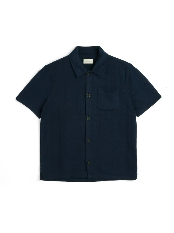 Ashby Short Sleeve Jersey Shirt Weaver Navy sold by Oliver Spencer