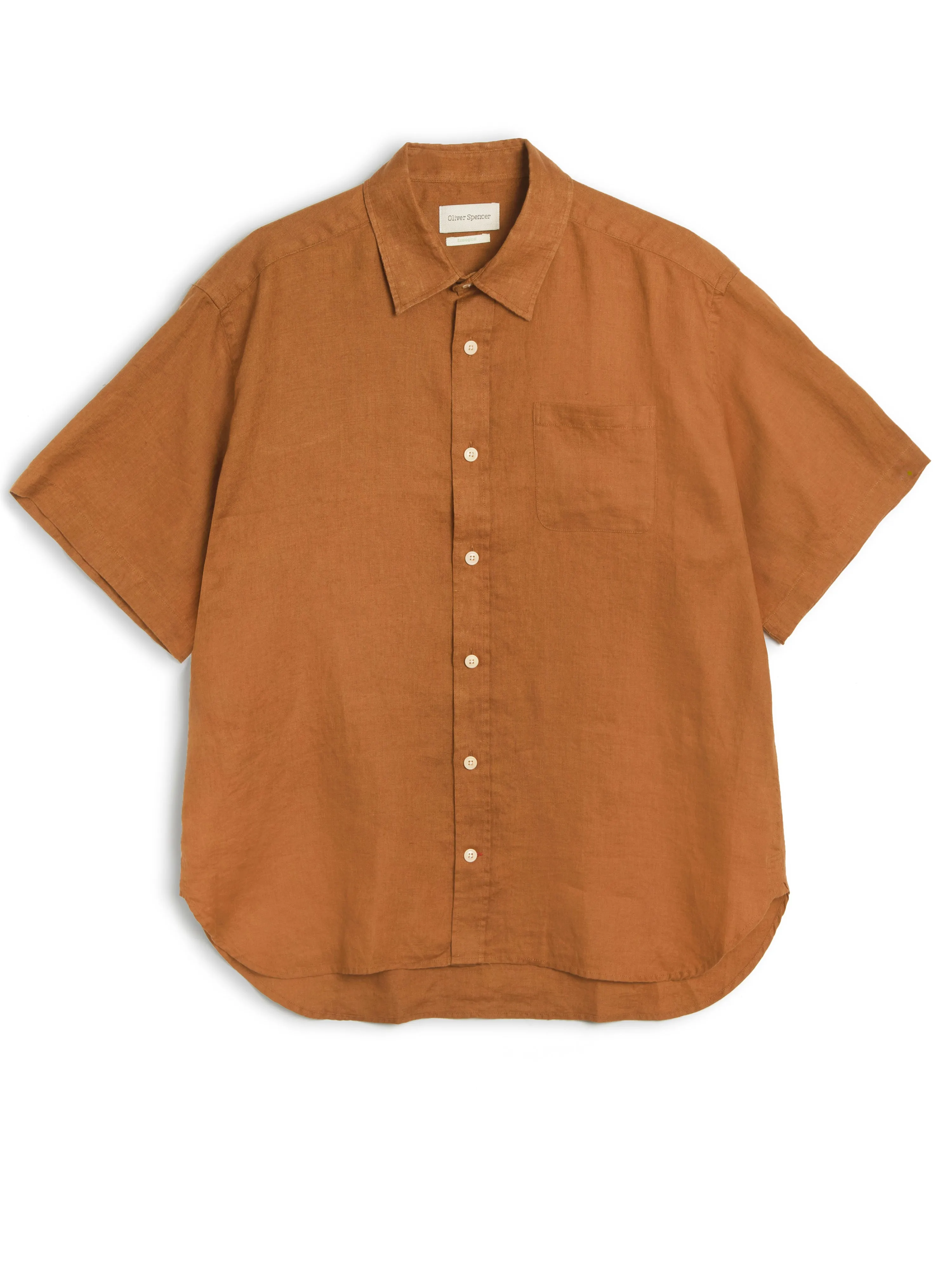 Atlanta Short Sleeve Shirt Bridford Orange sold by Oliver Spencer