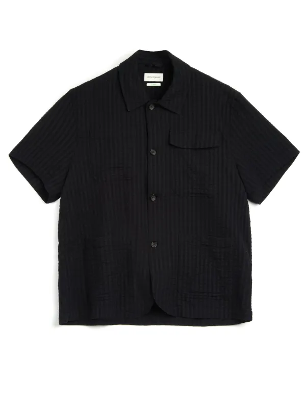 Short Sleeve Safari Shirt Sampson Black sold by Oliver Spencer