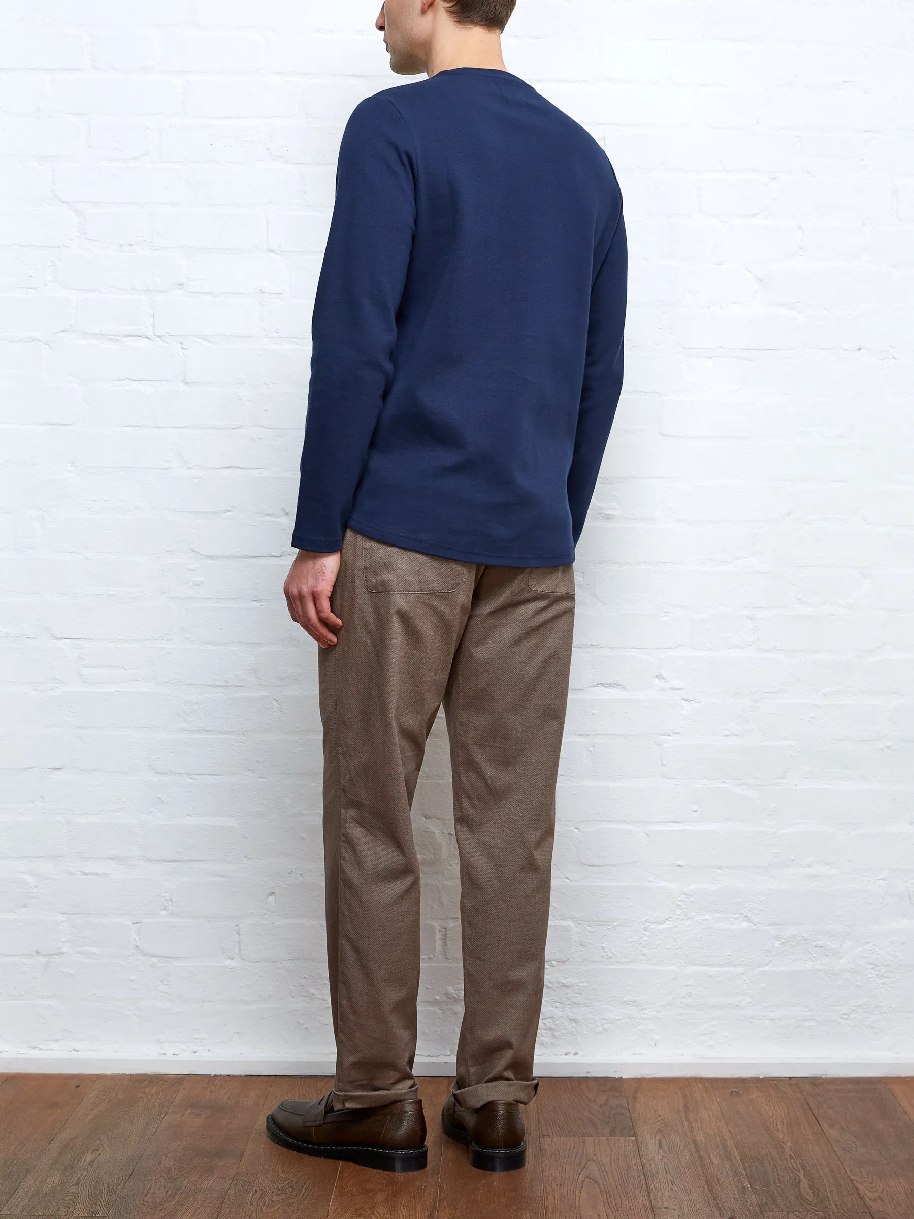 Heavy Long Sleeve Plain T-Shirt Tavistock Navy sold by Oliver Spencer product image thumbnail 3