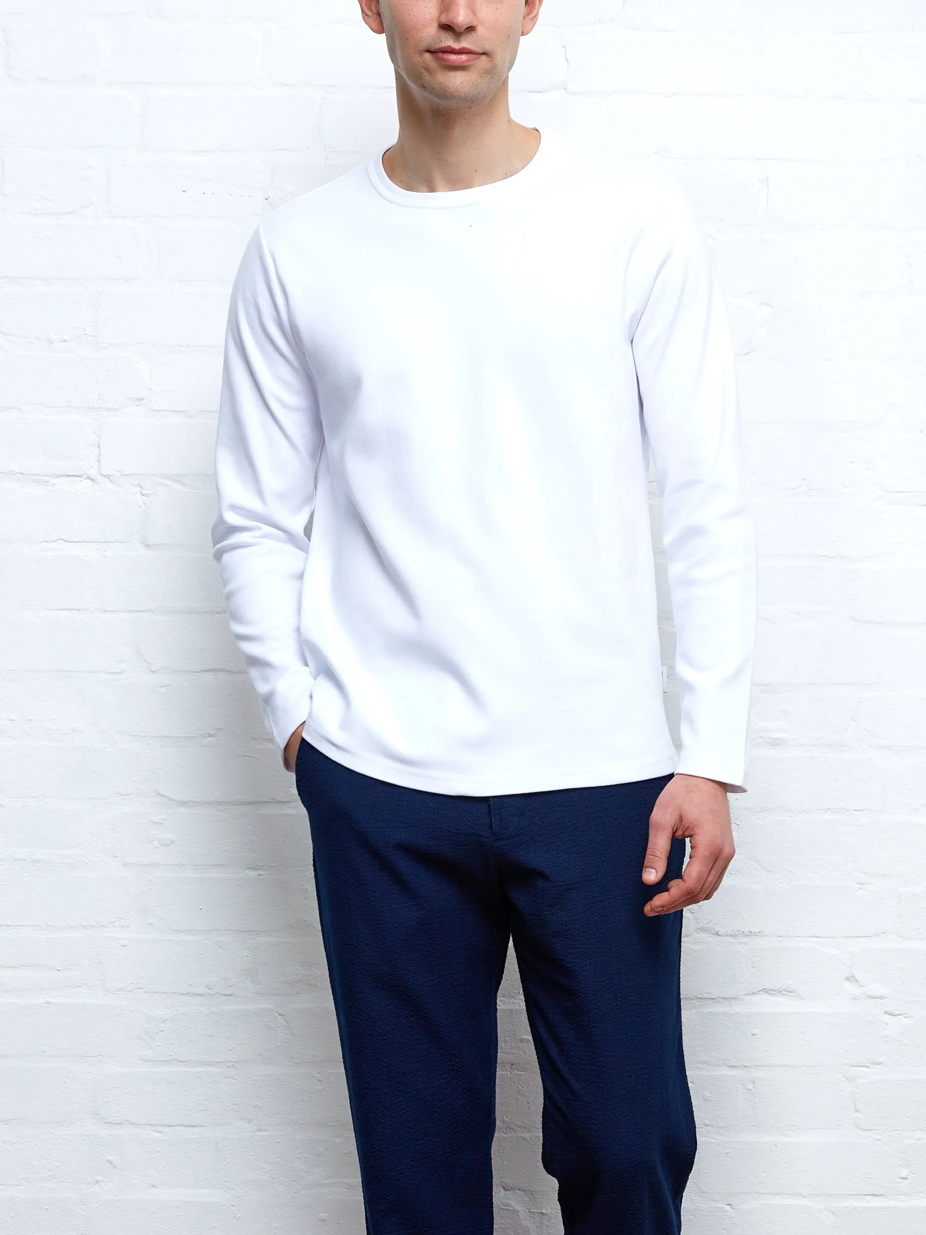 Heavy Long Sleeve Plain T-Shirt Tavistock White sold by Oliver Spencer product image thumbnail 5