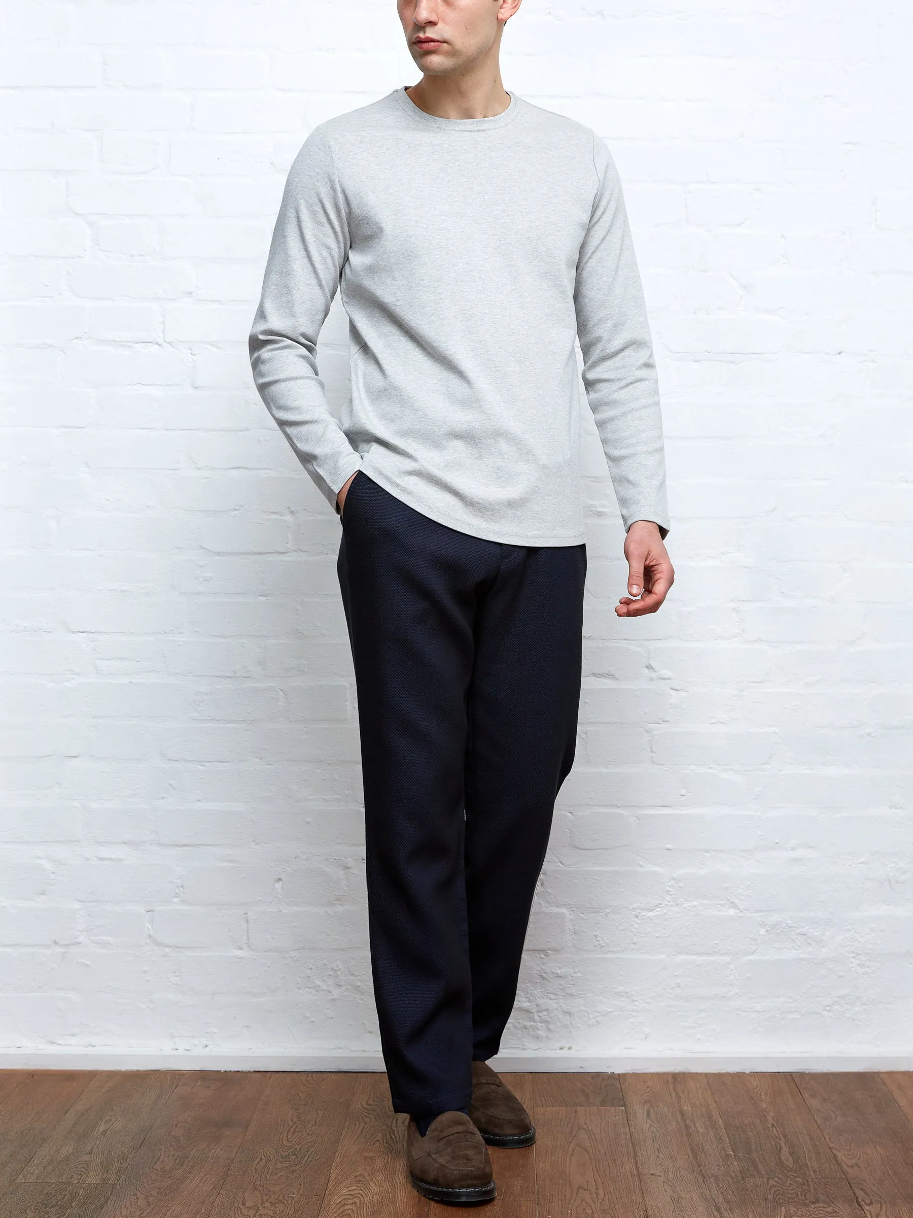 Heavy Long Sleeve Plain T-Shirt Tavistock Grey sold by Oliver Spencer product image thumbnail 2