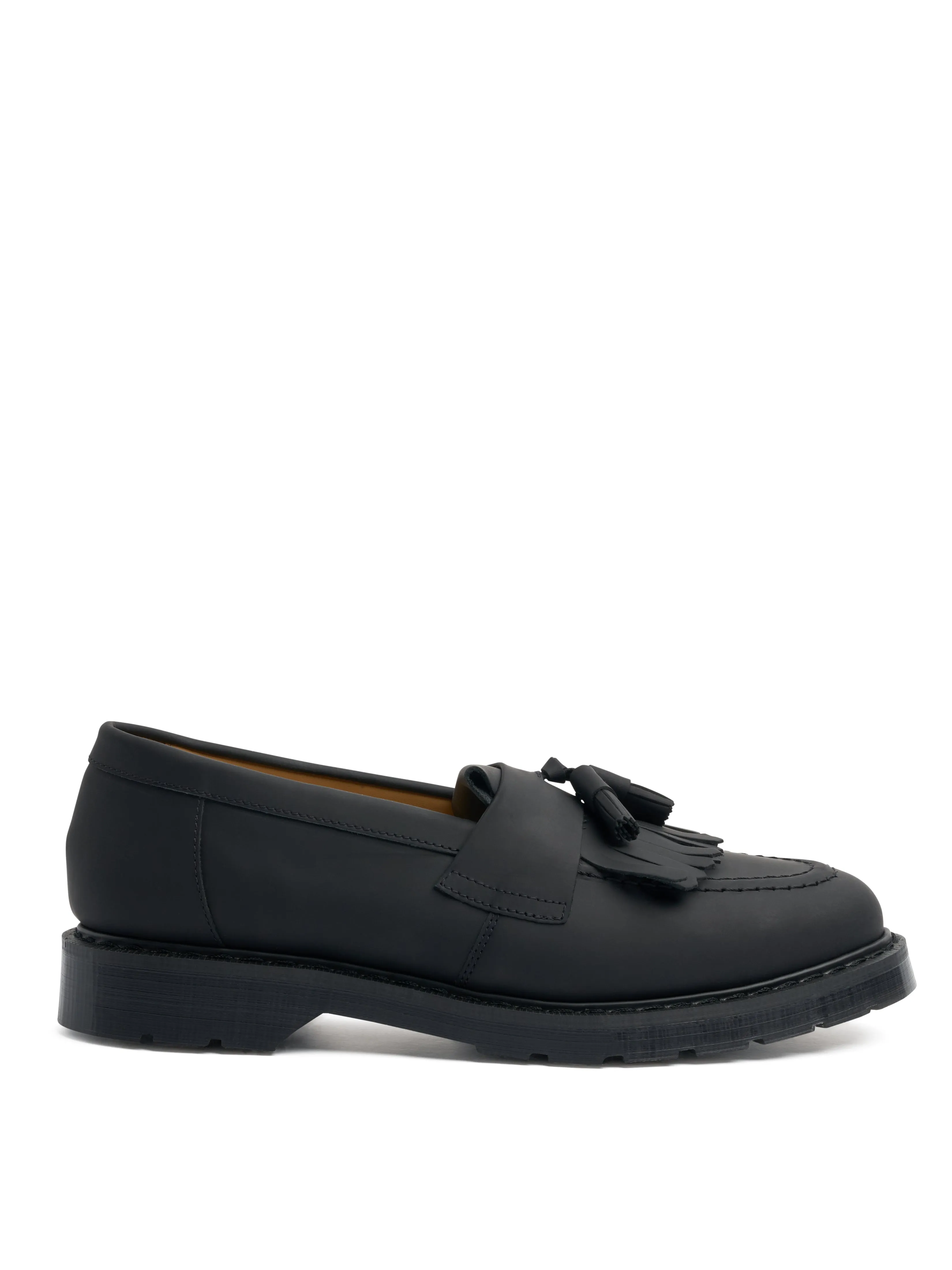 Solovair x Oliver Spencer Black Greasy Leather Tassel Loafer sold by Oliver Spencer