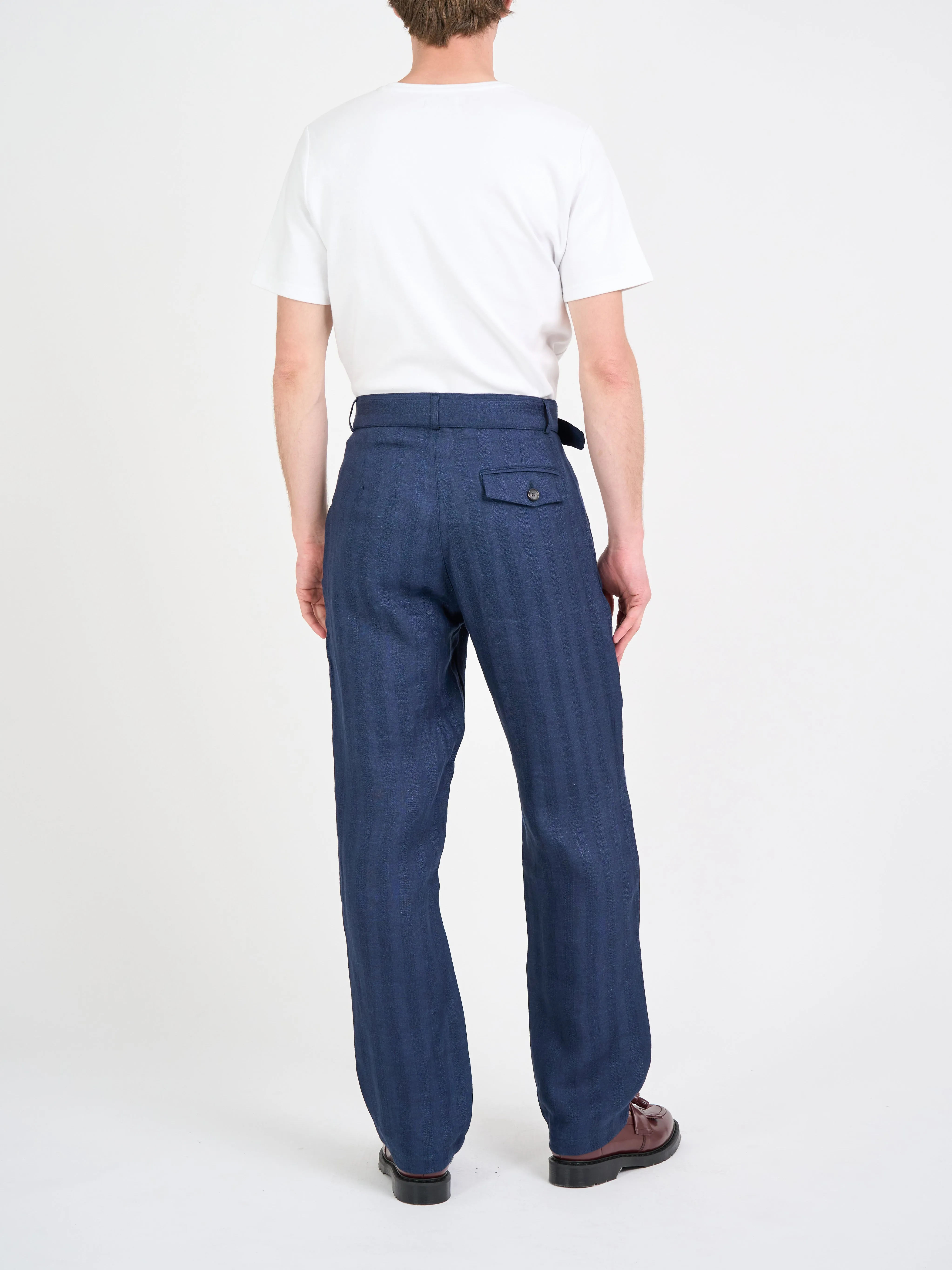 Belted Trousers Arnold Navy sold by Oliver Spencer product image thumbnail 3