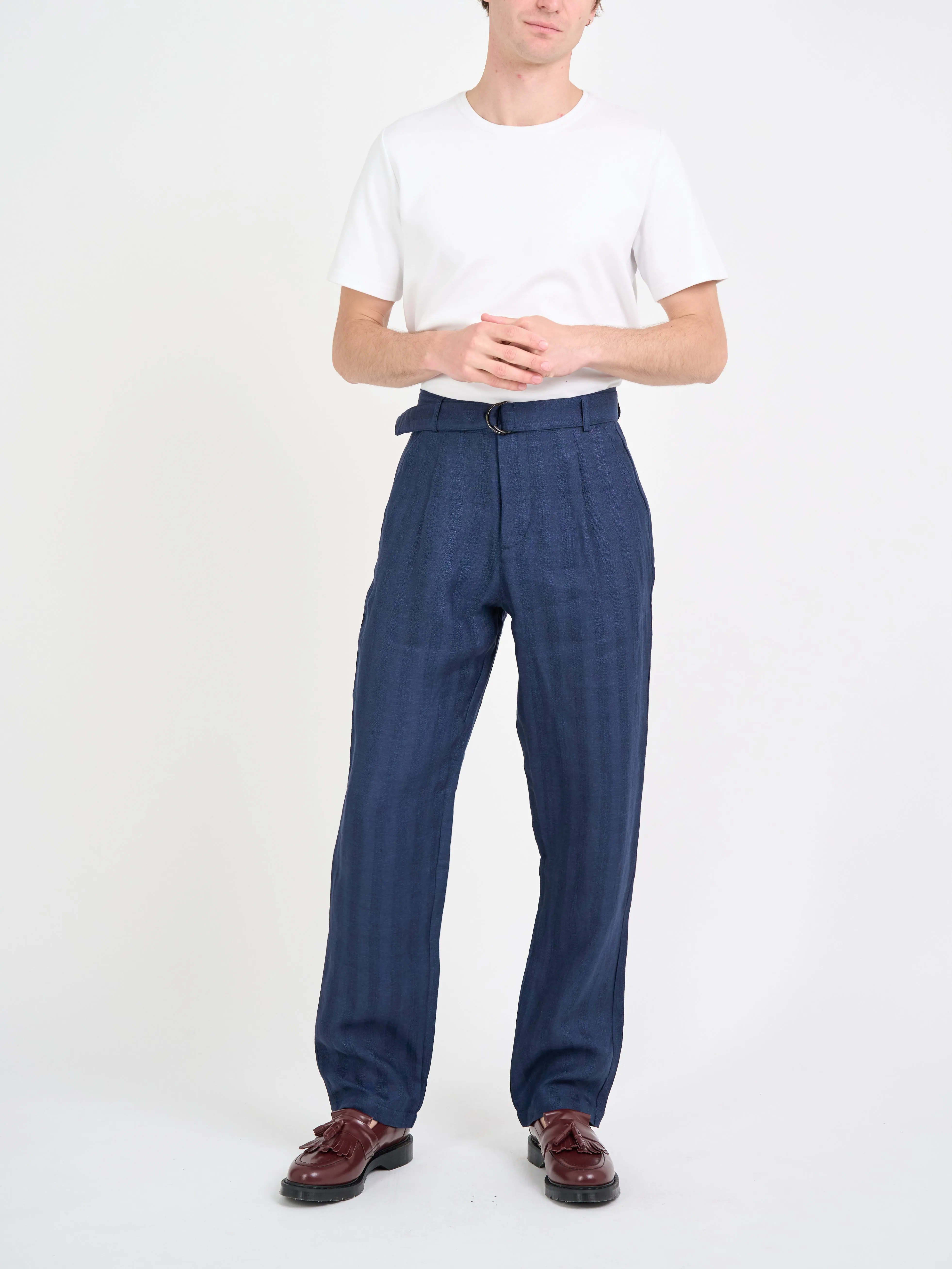 Belted Trousers Arnold Navy sold by Oliver Spencer product image thumbnail 2