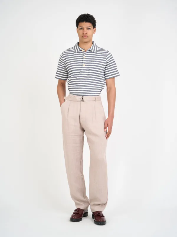 Mersey Polo Shirt Holmes Cream/Midnight made by Oliver Spencer