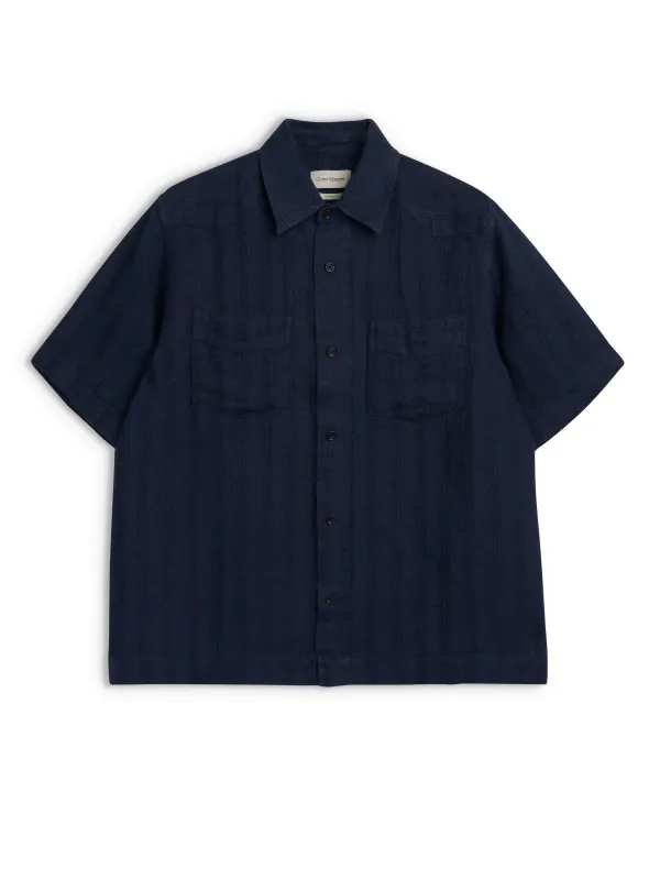 Santiago Short Sleeve Shirt Arnold Navy sold by Oliver Spencer
