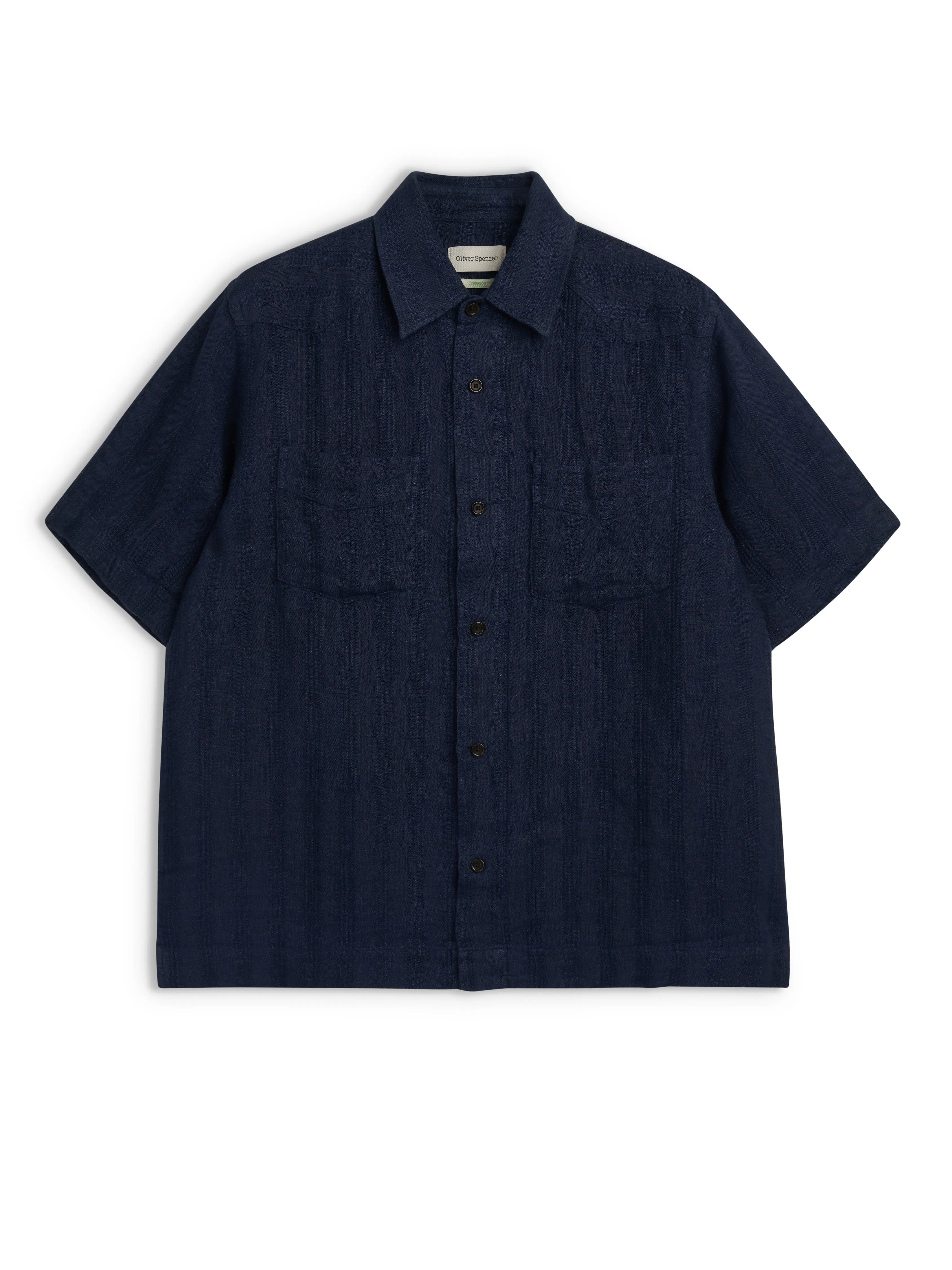 Santiago Short Sleeve Shirt Arnold Navy sold by Oliver Spencer