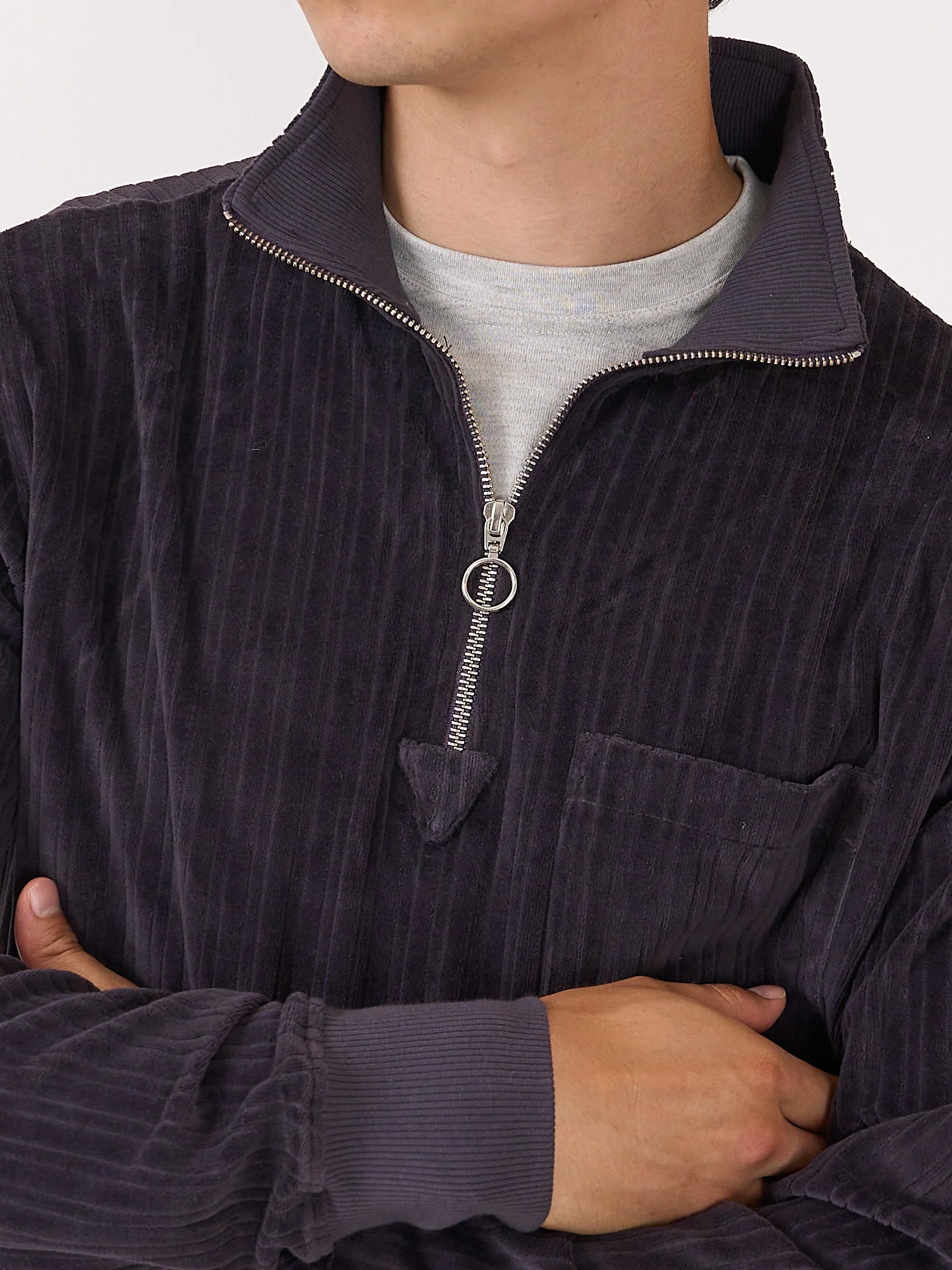Half Zip Sweatshirt Willow Aubergine sold by Oliver Spencer product image thumbnail 5