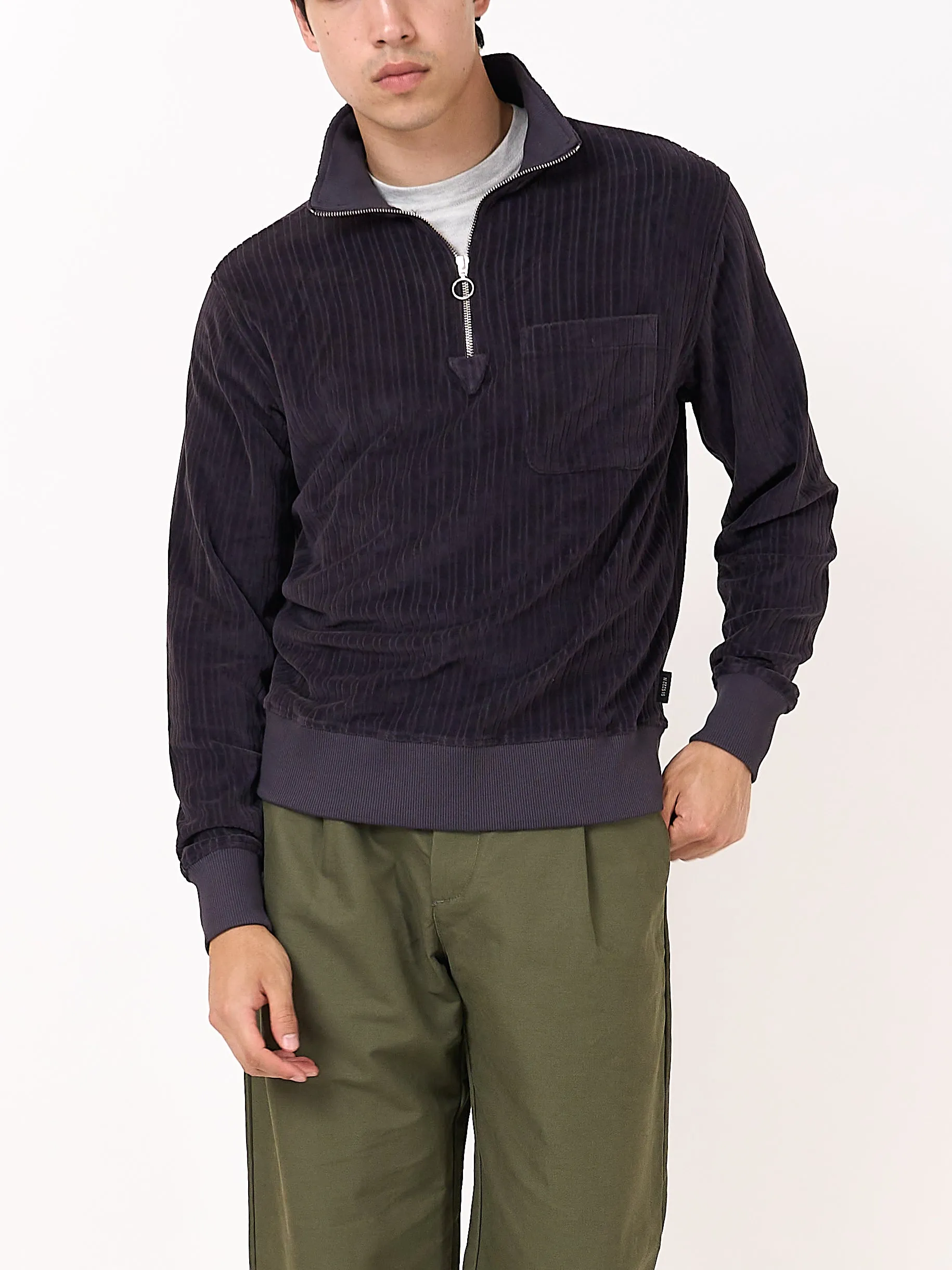 Half Zip Sweatshirt Willow Aubergine sold by Oliver Spencer product image thumbnail 3