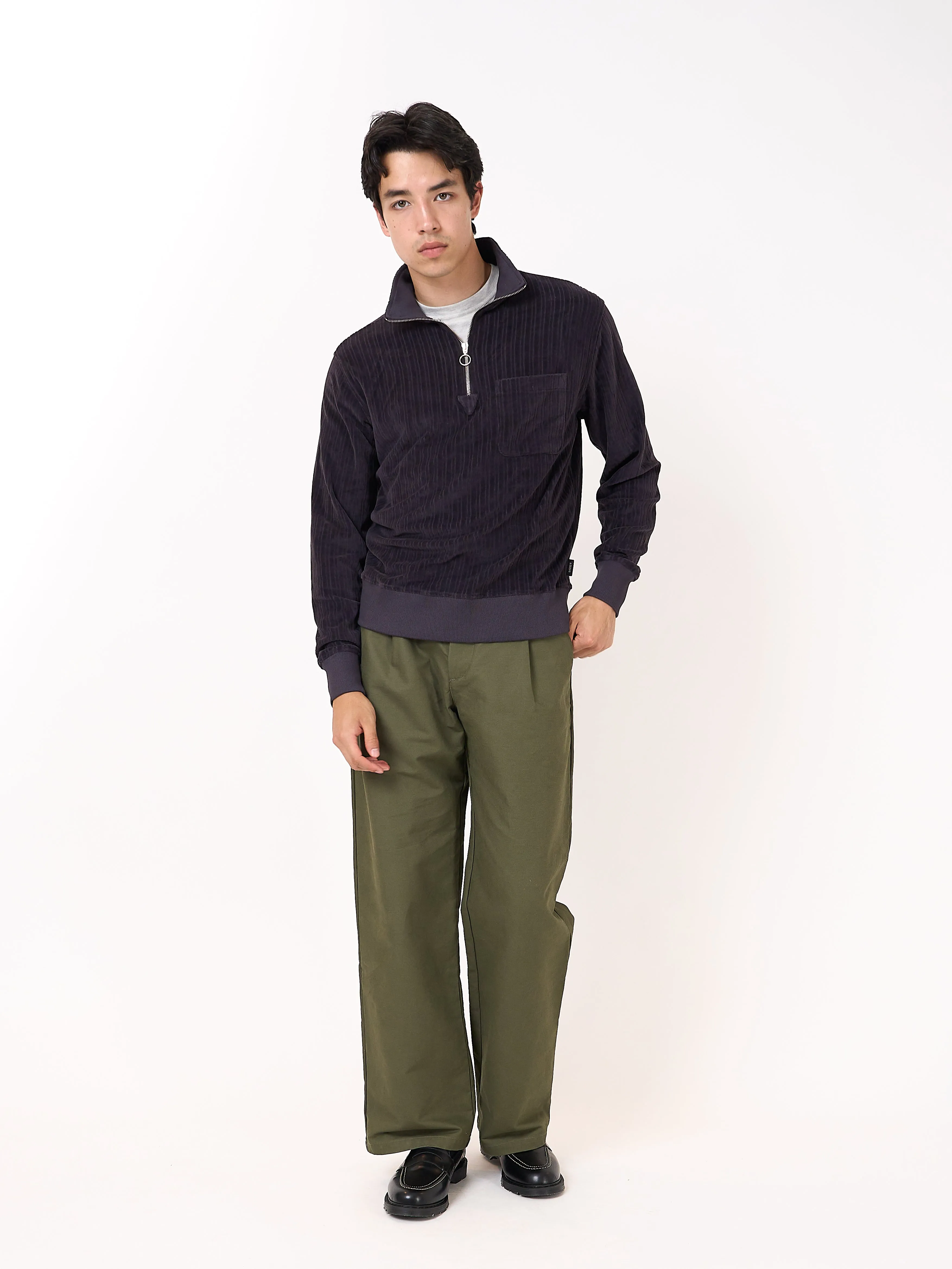 Half Zip Sweatshirt Willow Aubergine sold by Oliver Spencer product image thumbnail 2