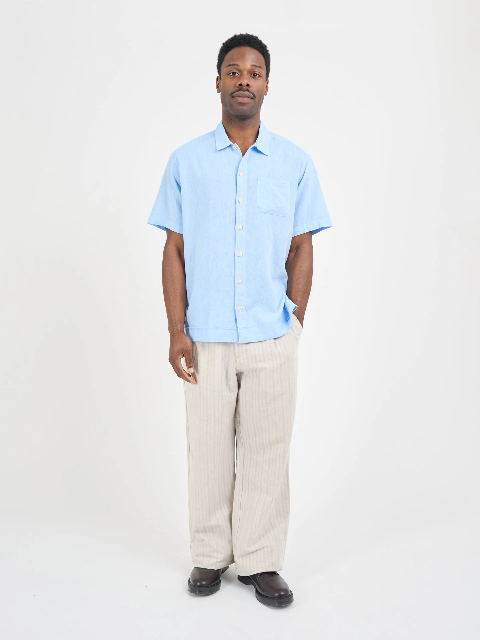 Riviera Short Sleeve Shirt Perkins Blue sold by Oliver Spencer product image thumbnail 2