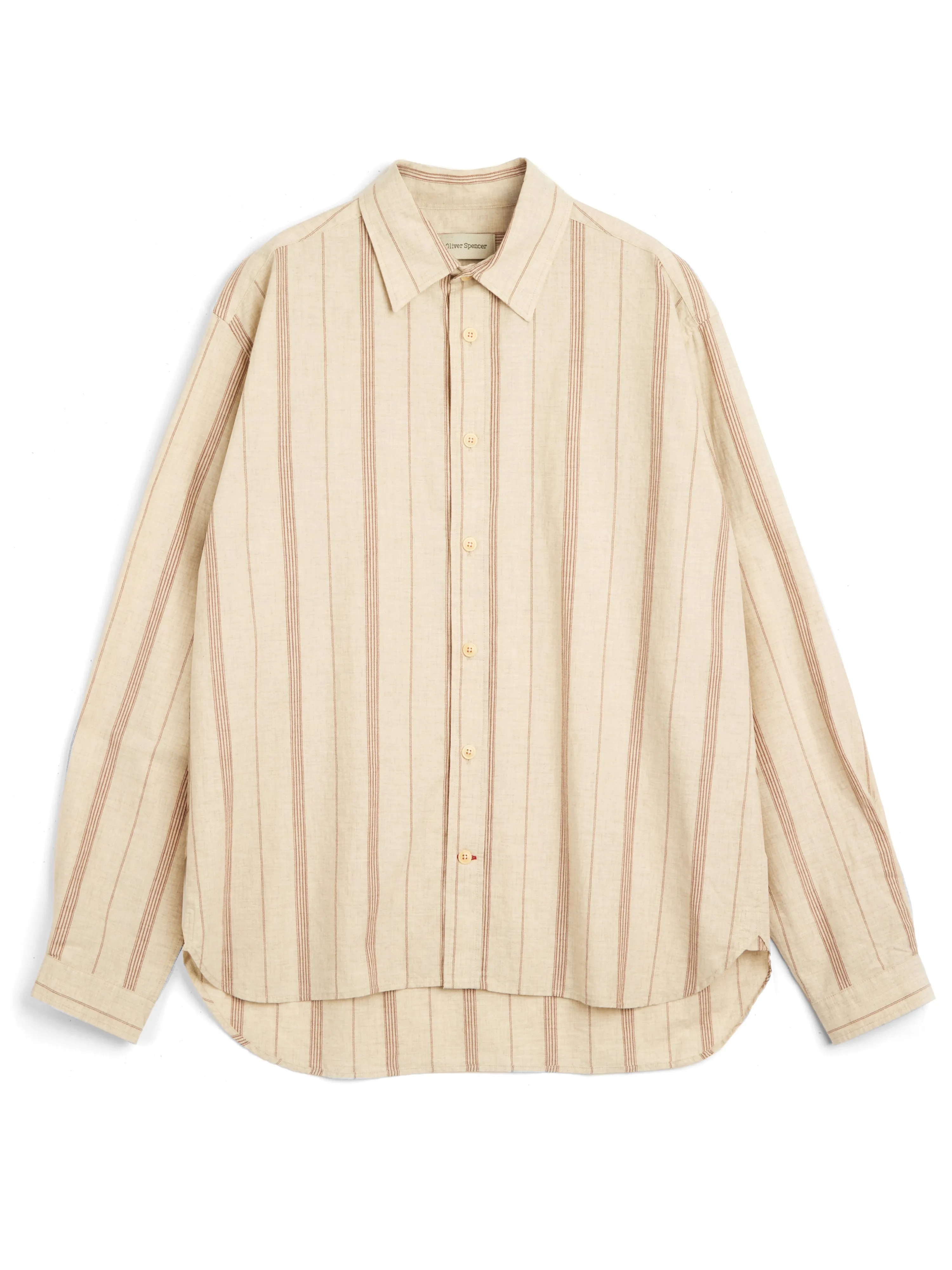 Atlanta Long Sleeve Shirt Clemence Sand/Rust sold by Oliver Spencer