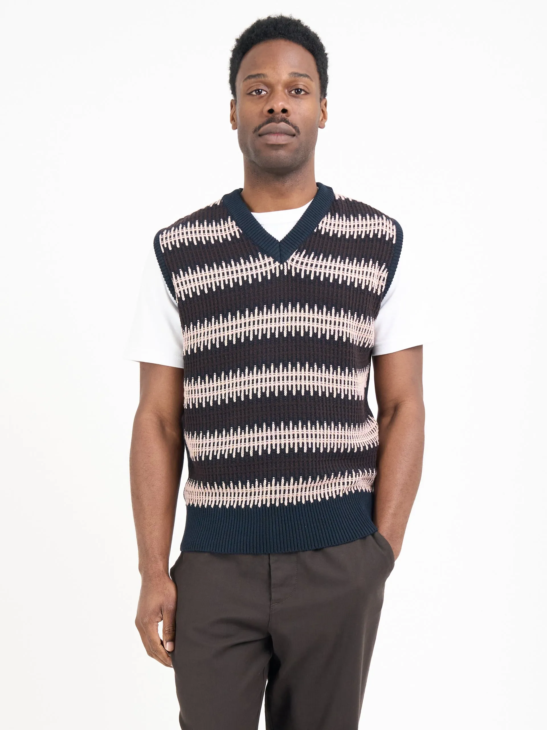 Graves V Neck Vest Freeman Navy sold by Oliver Spencer product image thumbnail 3