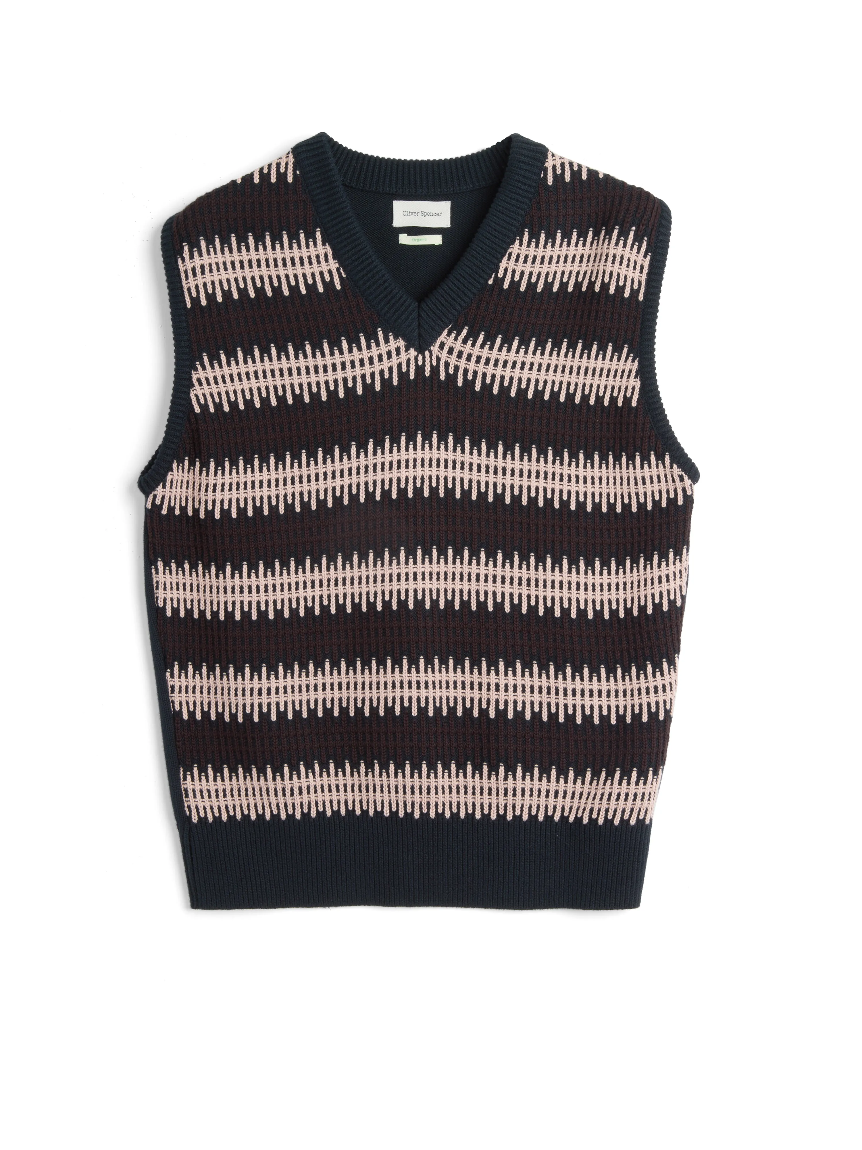 Graves V Neck Vest Freeman Navy sold by Oliver Spencer