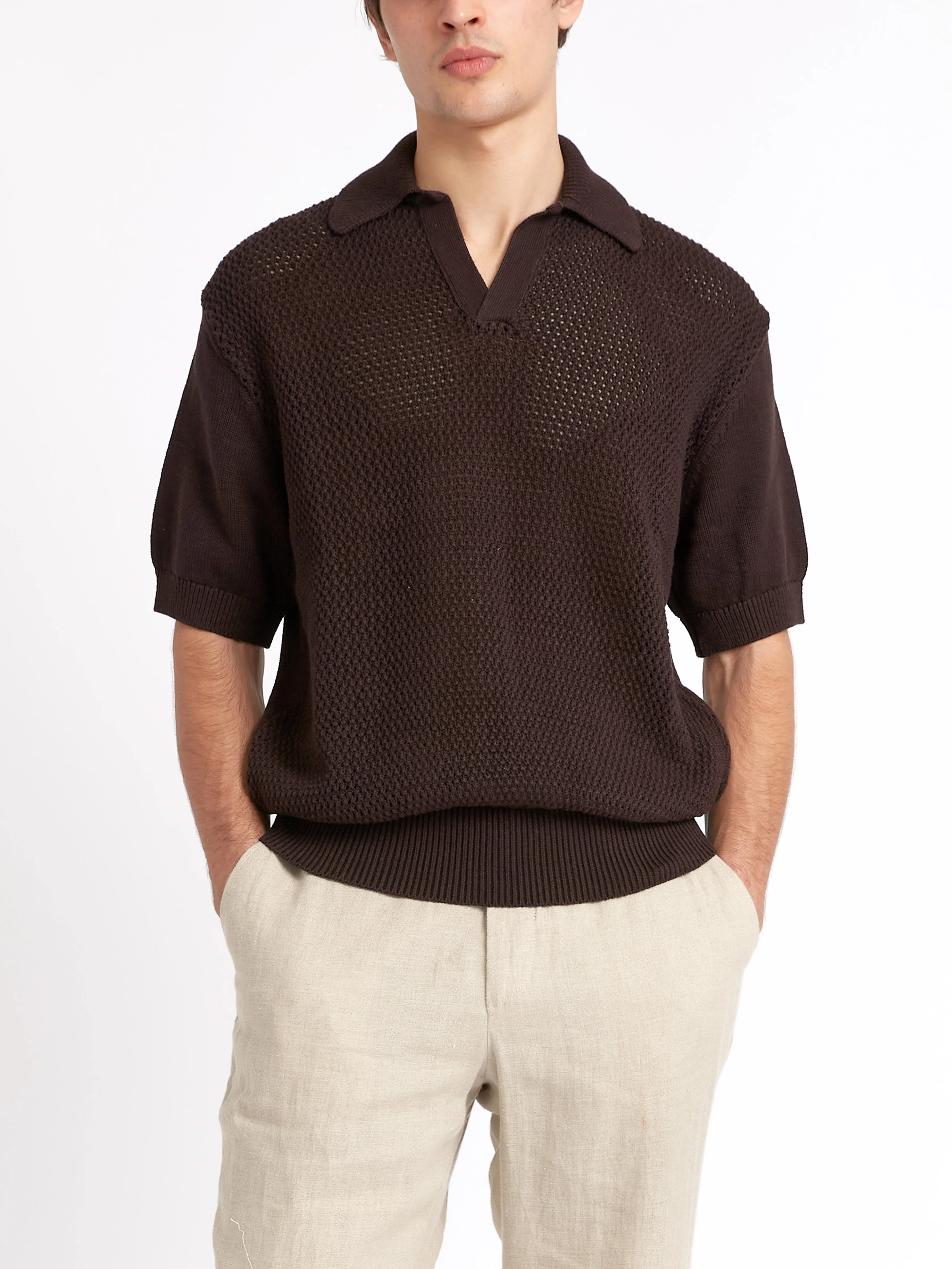 Short Sleeve Penhale Polo Shirt Tamar Brown sold by Oliver Spencer product image thumbnail 5
