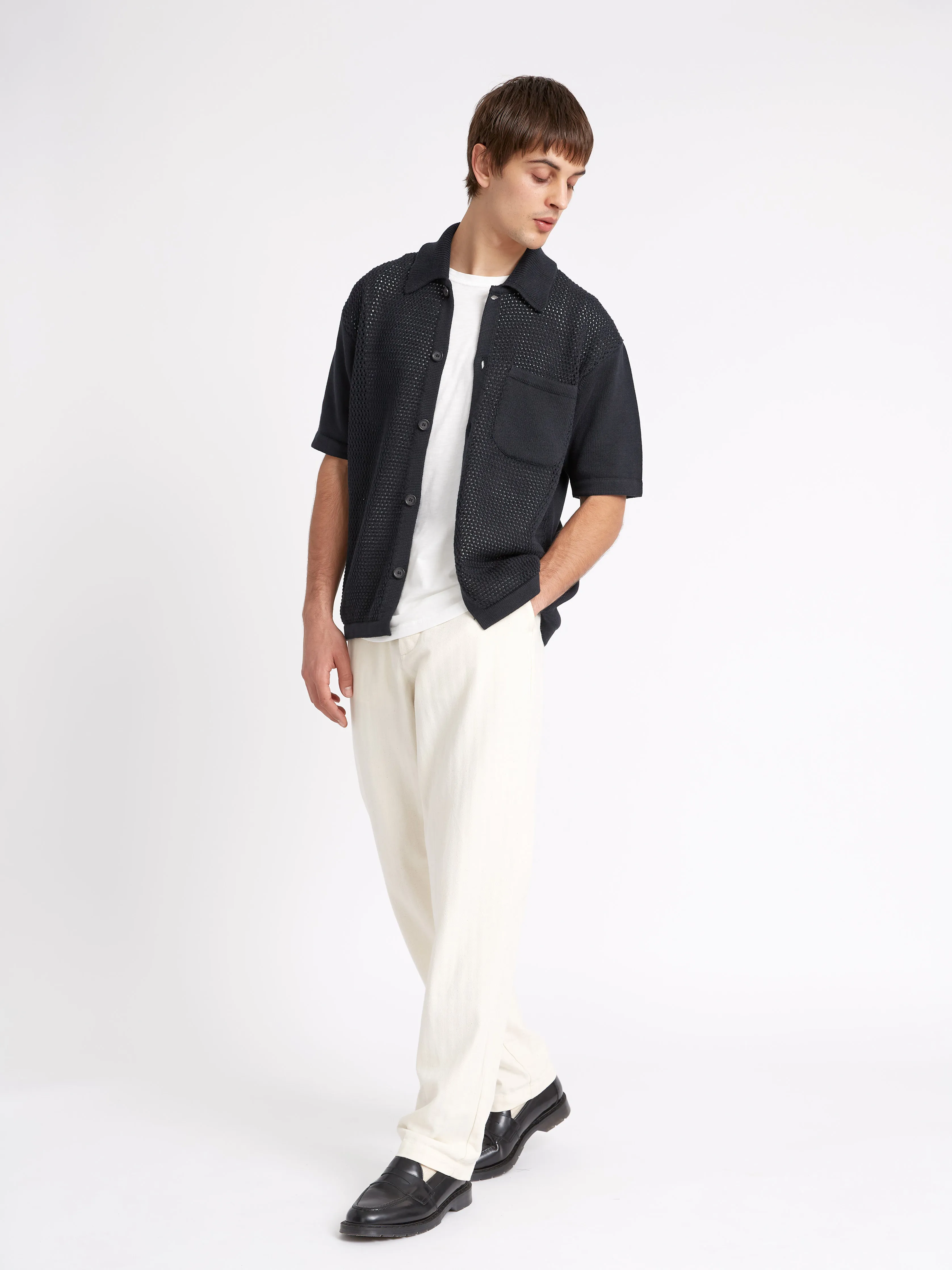 Short Sleeve Mawes Knitted Shirt Tamar Navy sold by Oliver Spencer product image thumbnail 2