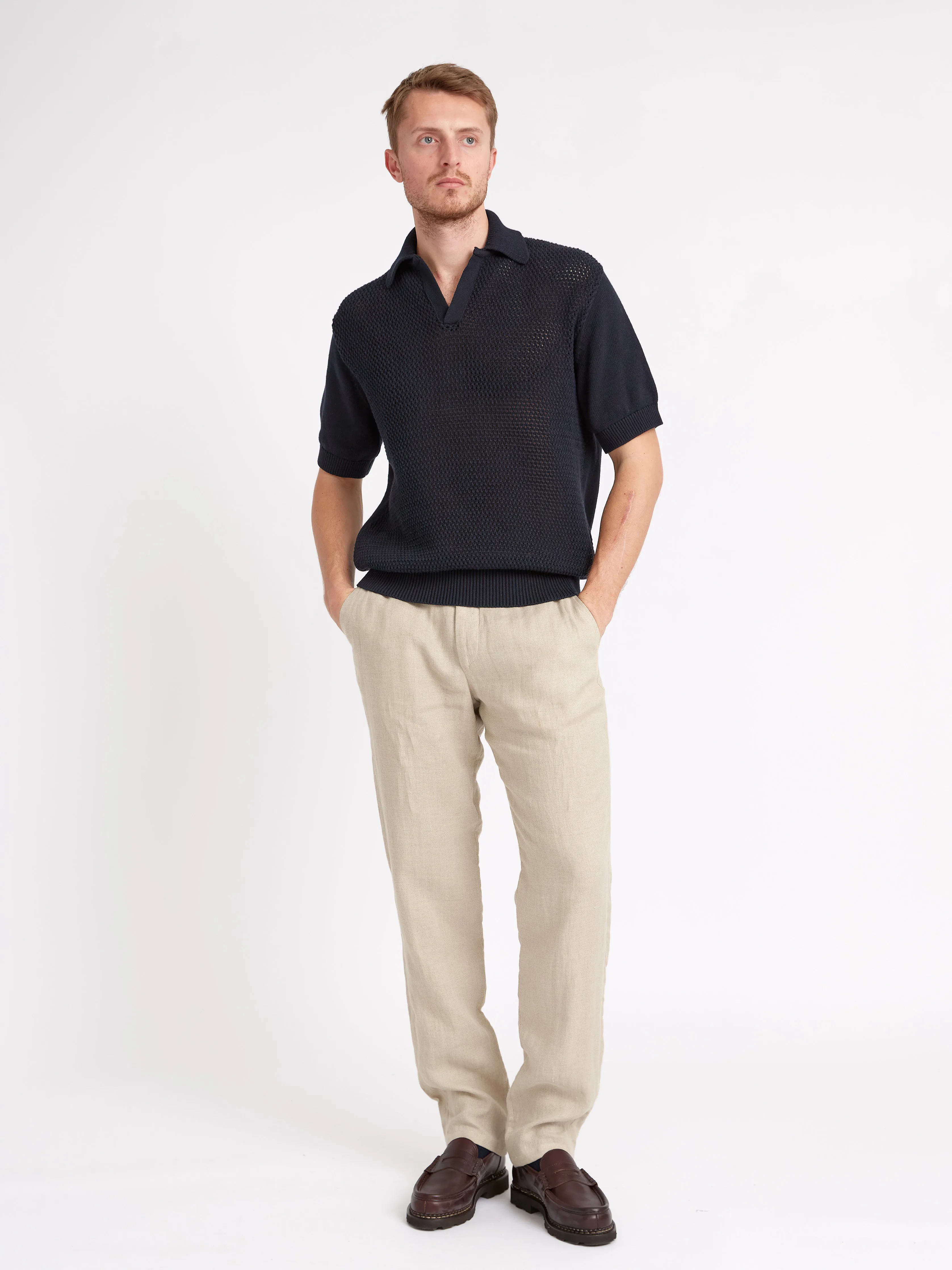Short Sleeve Penhale Polo Shirt Tamar Navy sold by Oliver Spencer product image thumbnail 2