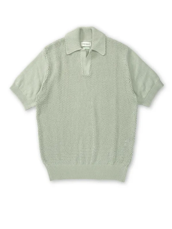 Short Sleeve Penhale Polo Shirt Tamar Pale Green sold by Oliver Spencer