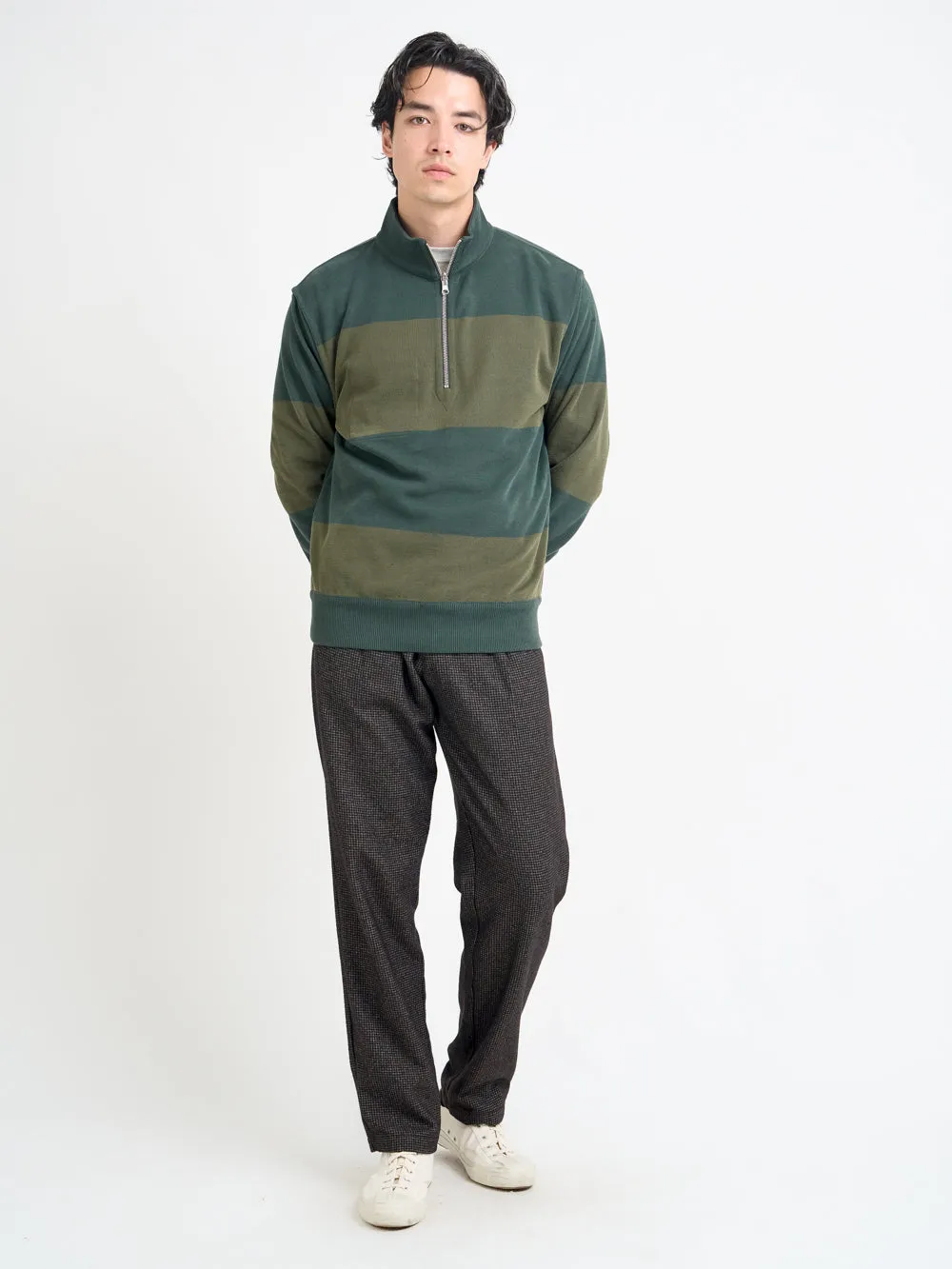Reversible Half Zip Sweatshirt Latimer Green/Moss Green sold by Oliver Spencer