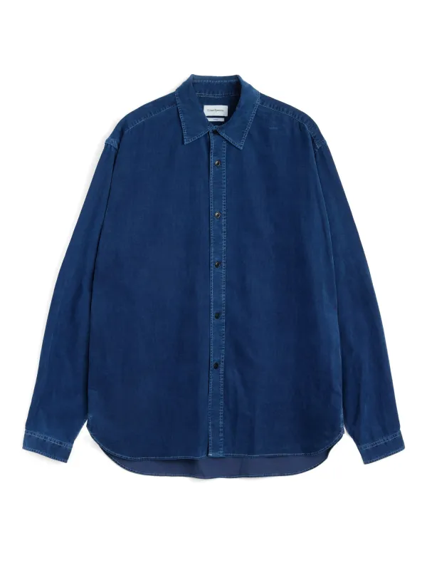 Atlanta Long Sleeve Shirt (Loose Fit) Newson Cord Indigo Blue sold by Oliver Spencer