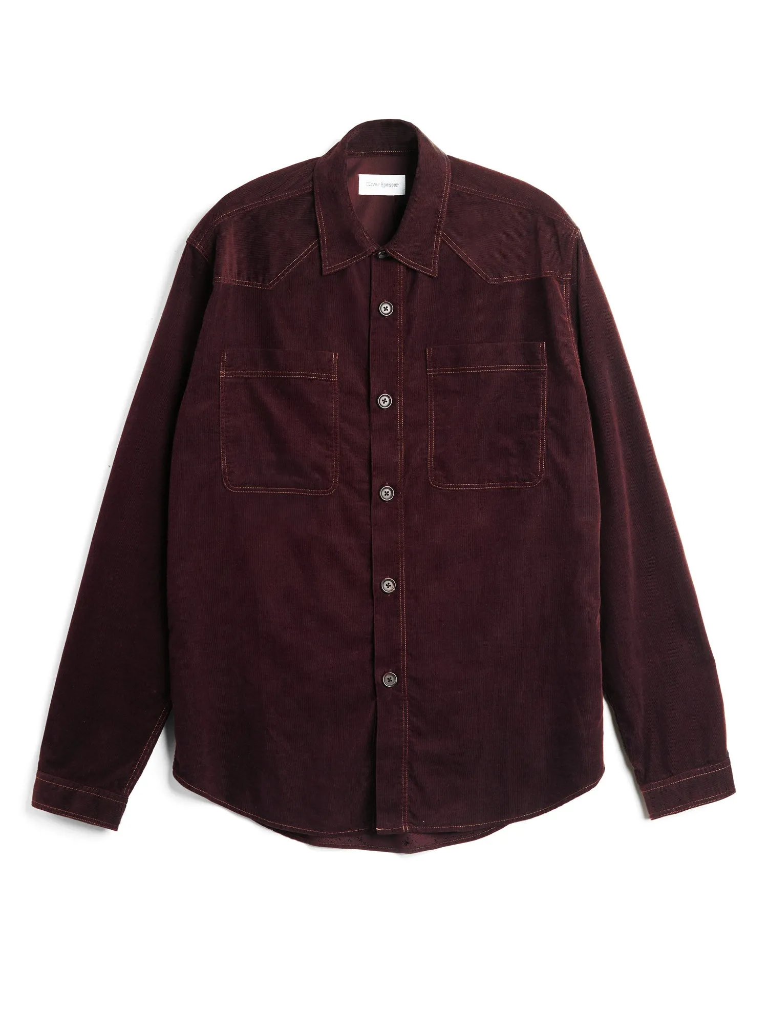 Quito Shirt Mersey Cord Plum sold by Oliver Spencer