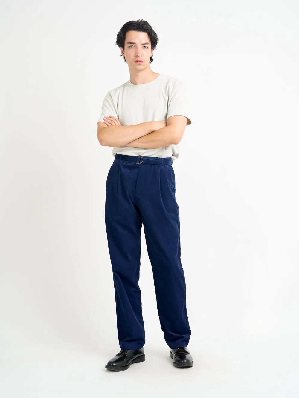 Belted Trousers Newson Cord Indigo Blue sold by Oliver Spencer