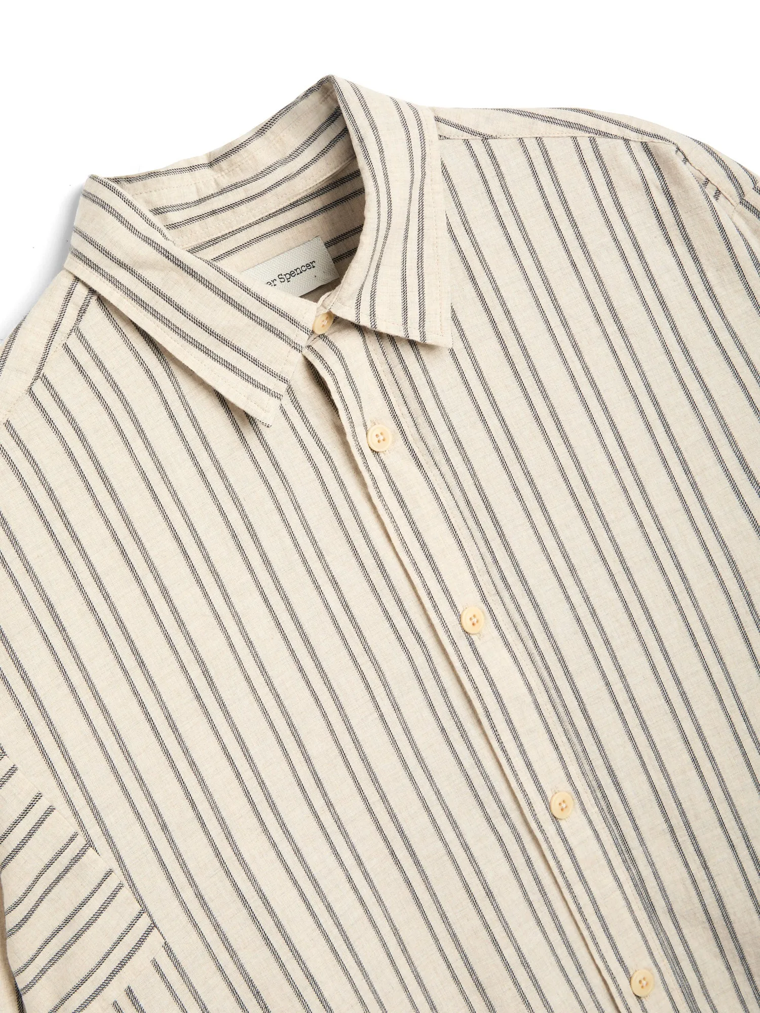 Garrison Long Sleeve Shirt (Loose Fit) Alberg Sand/Black sold by Oliver Spencer product image thumbnail 4