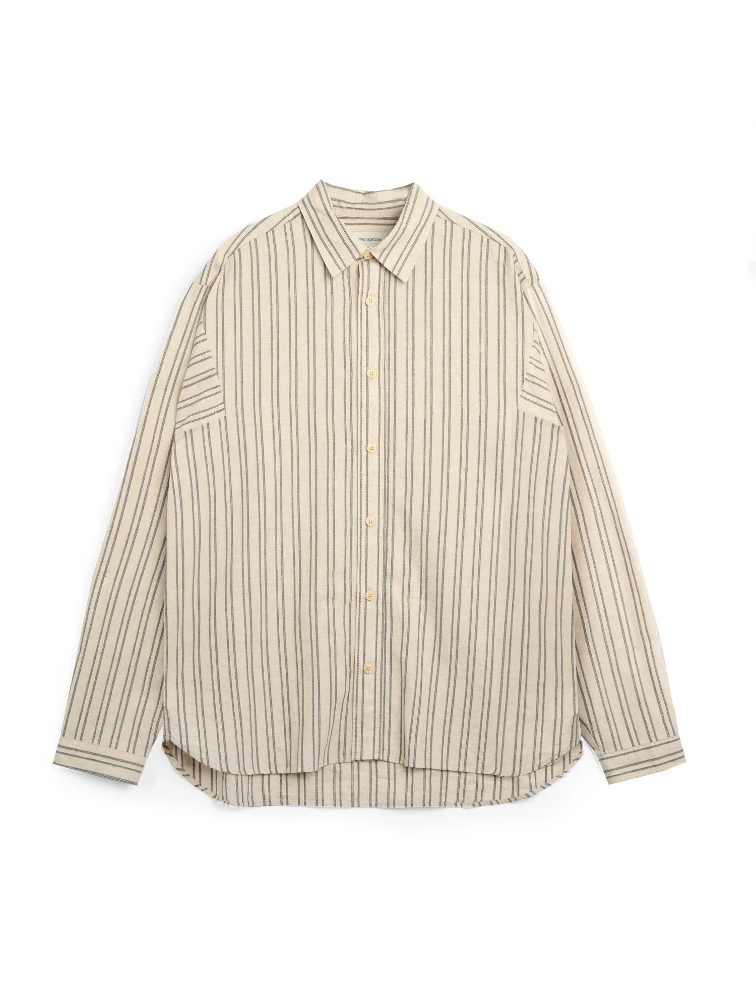 Garrison Long Sleeve Shirt (Loose Fit) Alberg Sand/Black sold by Oliver Spencer