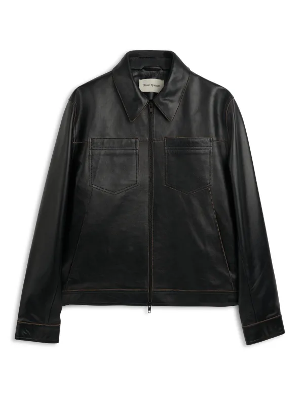 Leather Norton Jacket Leather Black sold by Oliver Spencer