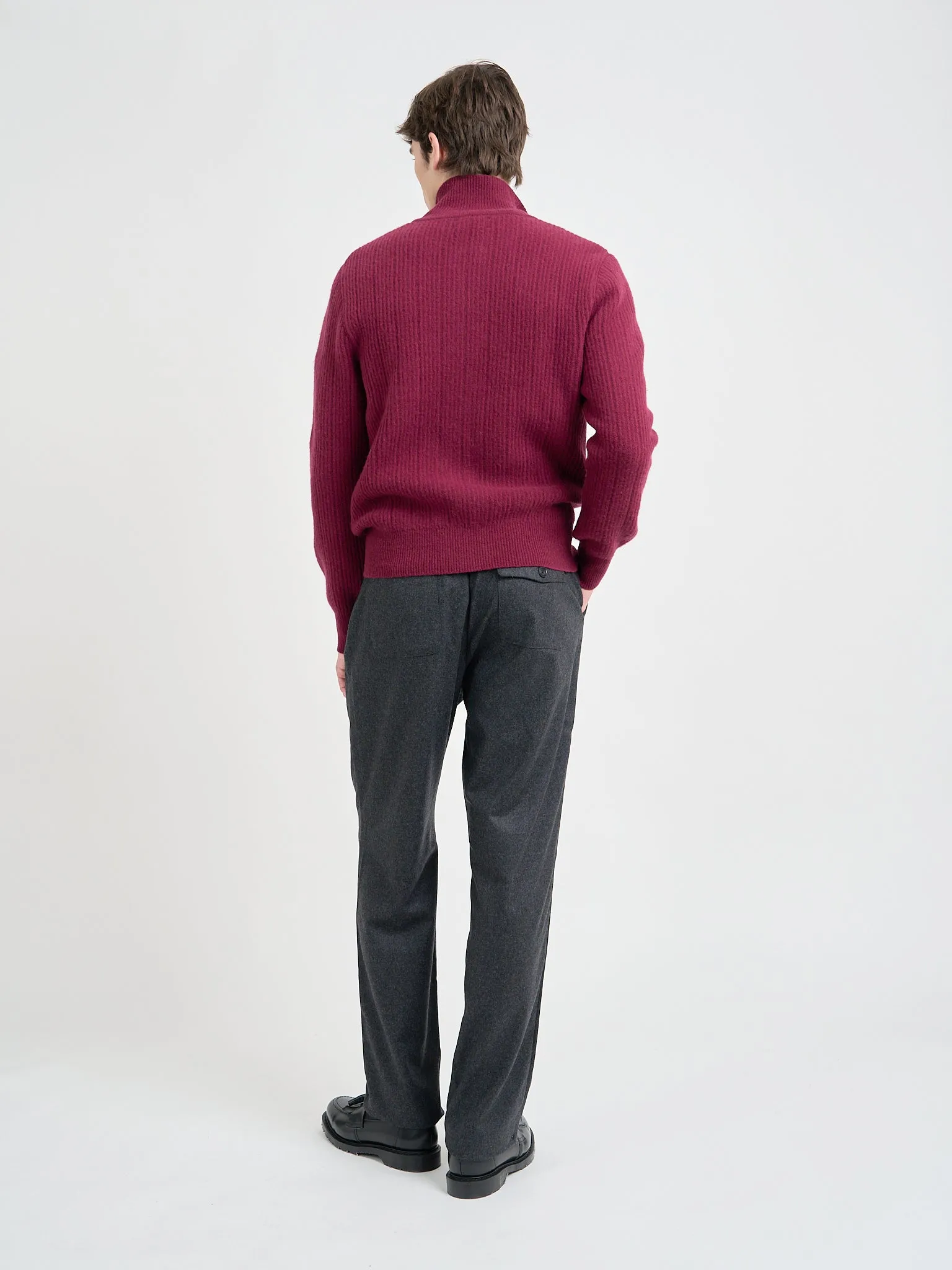 Kilbridge Zip Through Cardigan Overton Wine Red sold by Oliver Spencer product image thumbnail 3