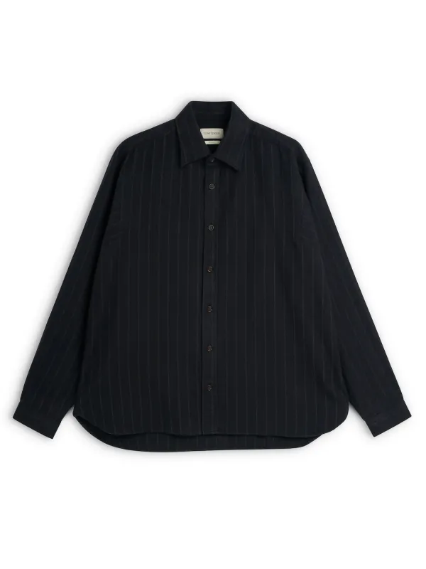 Garrison Long Sleeve Shirt (Loose Fit) Nielson Navy sold by Oliver Spencer