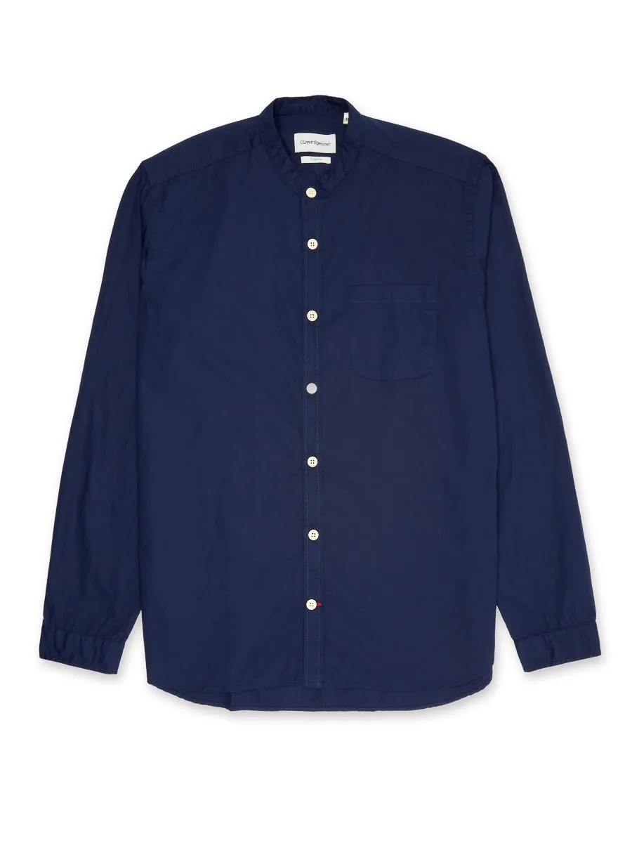 Grandad Shirt Abbott Navy sold by Oliver Spencer