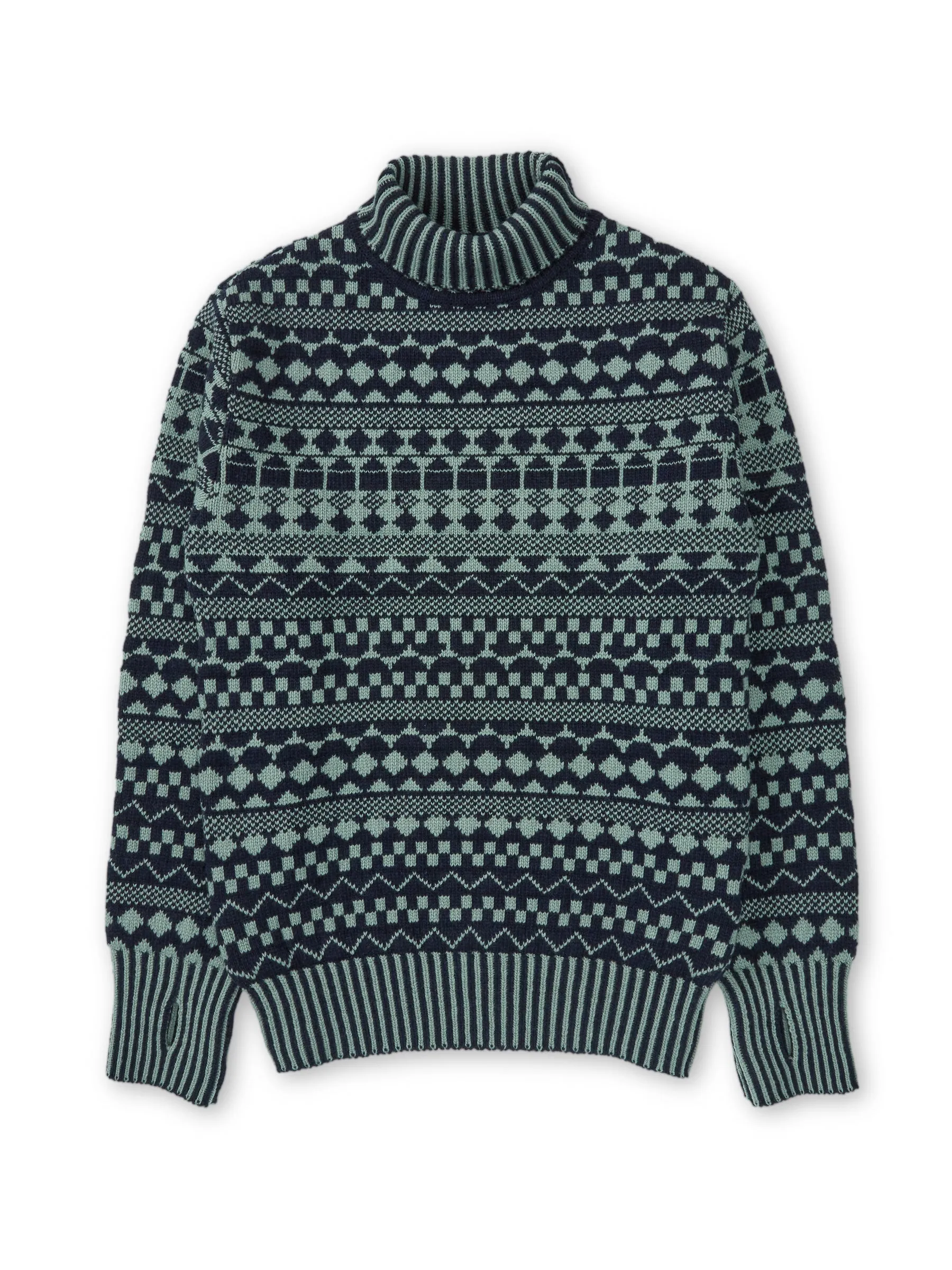 Talbot Roll Neck Jumper Fitzroy Navy/Sea Green sold by Oliver Spencer