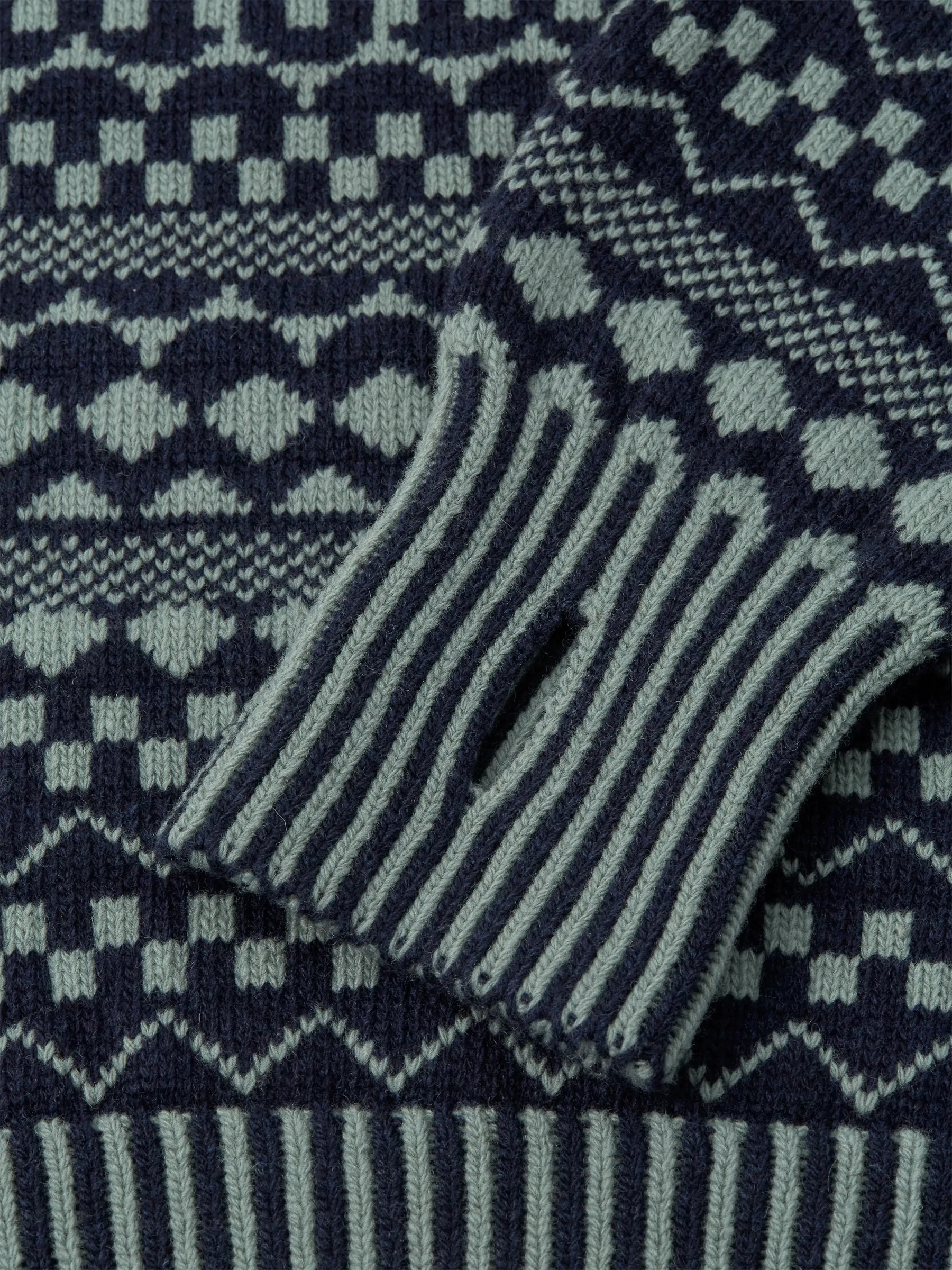 Talbot Roll Neck Jumper Fitzroy Navy/Sea Green sold by Oliver Spencer product image thumbnail 5