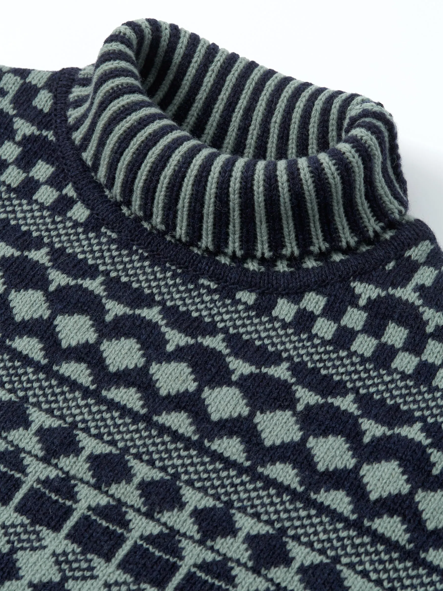 Talbot Roll Neck Jumper Fitzroy Navy/Sea Green sold by Oliver Spencer product image thumbnail 4