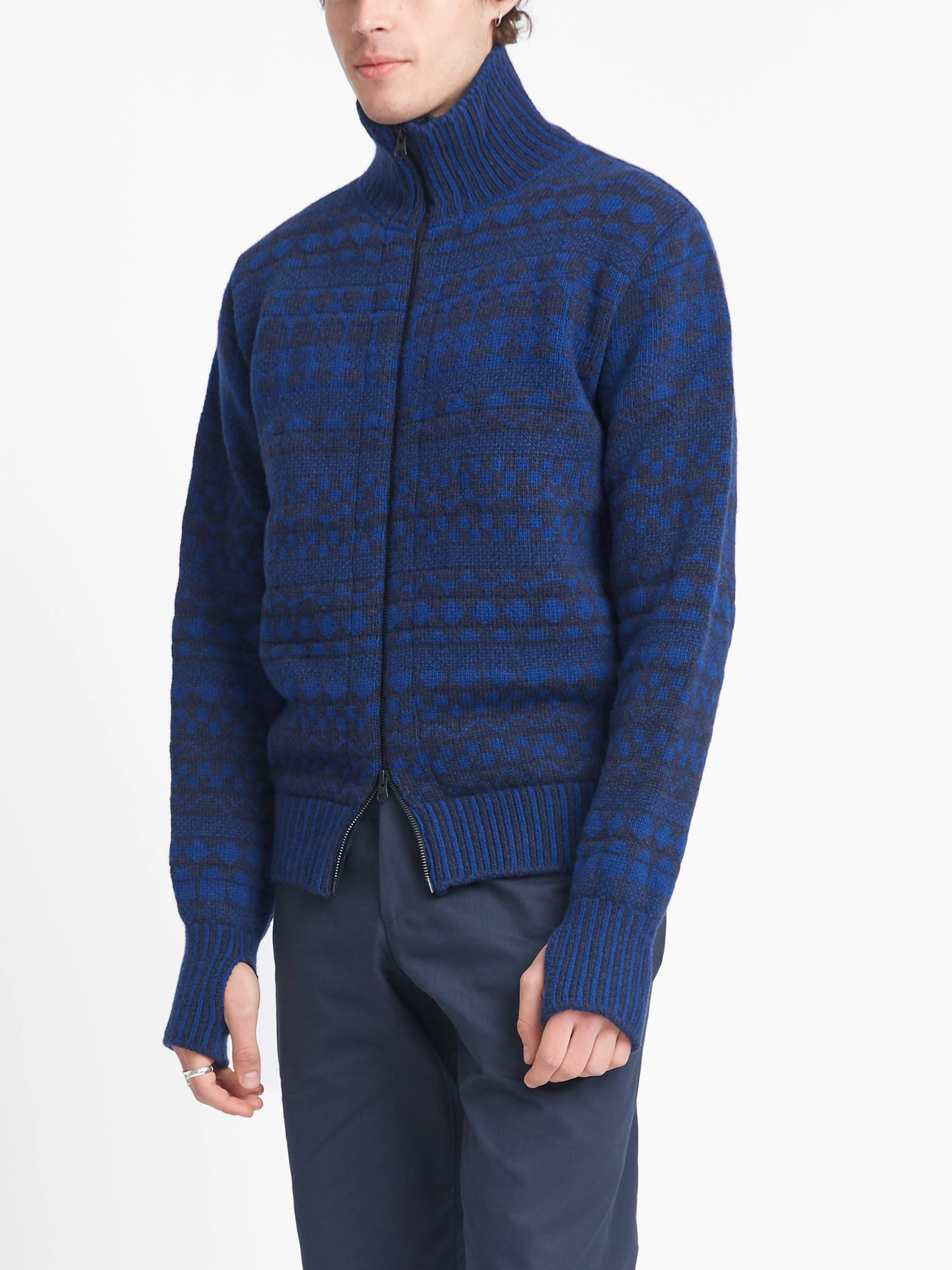 Zip Through Cardigan Fitzroy Navy/Blue sold by Oliver Spencer product image thumbnail 2