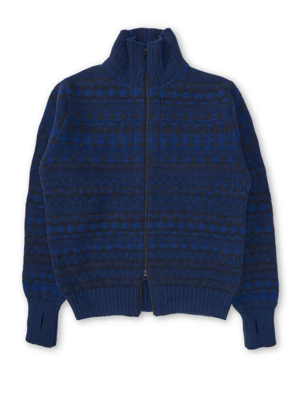 Zip Through Cardigan Fitzroy Navy/Blue sold by Oliver Spencer