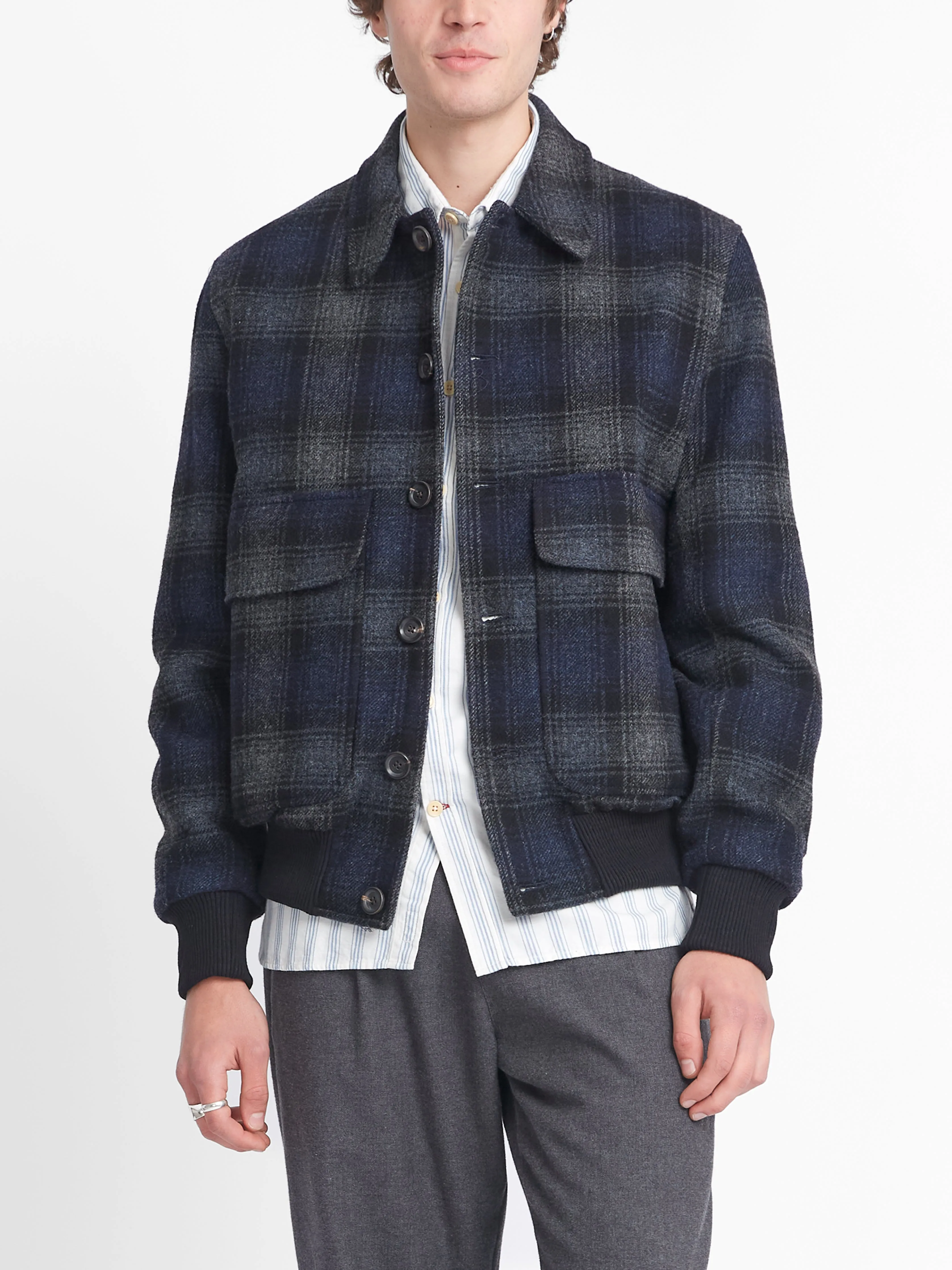Linfield Bomber Jacket Combe Navy/Grey sold by Oliver Spencer product image thumbnail 2