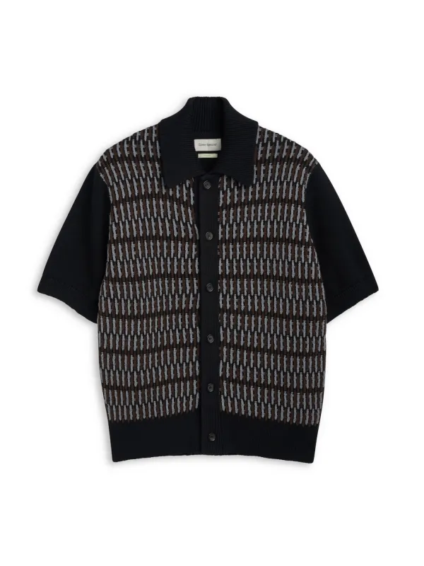Short Sleeve Rossell Knitted Shirt Ayrton Multi made by Oliver Spencer