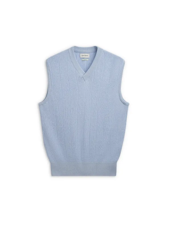 Graves V Neck Vest Overton Sky Blue sold by Oliver Spencer