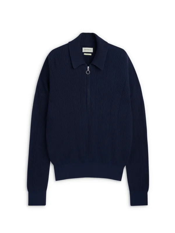 Brice Half Zip Jumper Overton Navy sold by Oliver Spencer