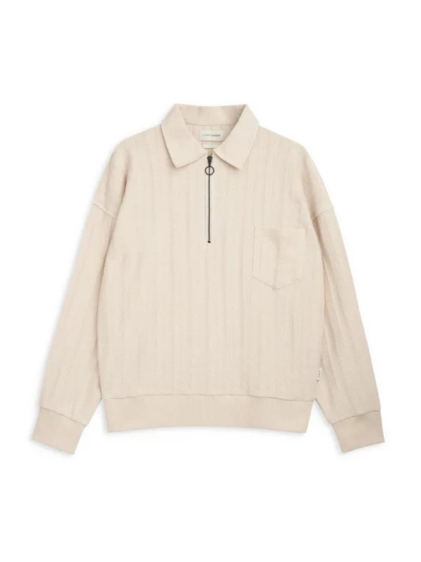 Lorimer Half Zip Sweatshirt Glover Cream sold by Oliver Spencer