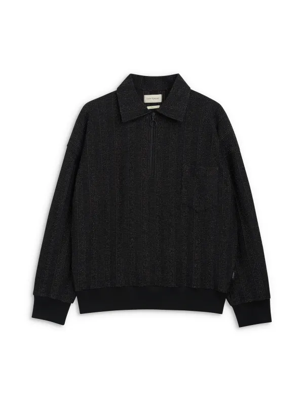 Lorimer Half Zip Sweatshirt Glover Black sold by Oliver Spencer