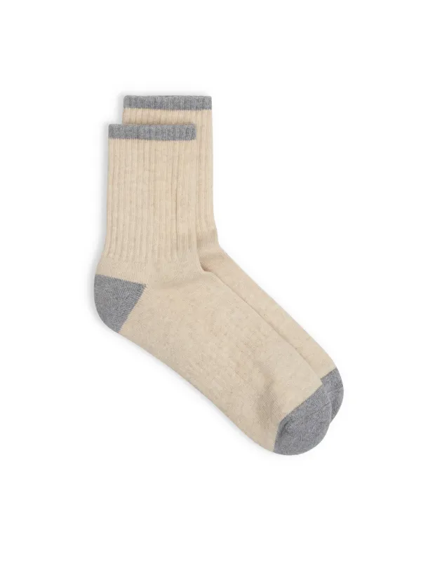 Crew Socks Monro Cream/Grey sold by Oliver Spencer
