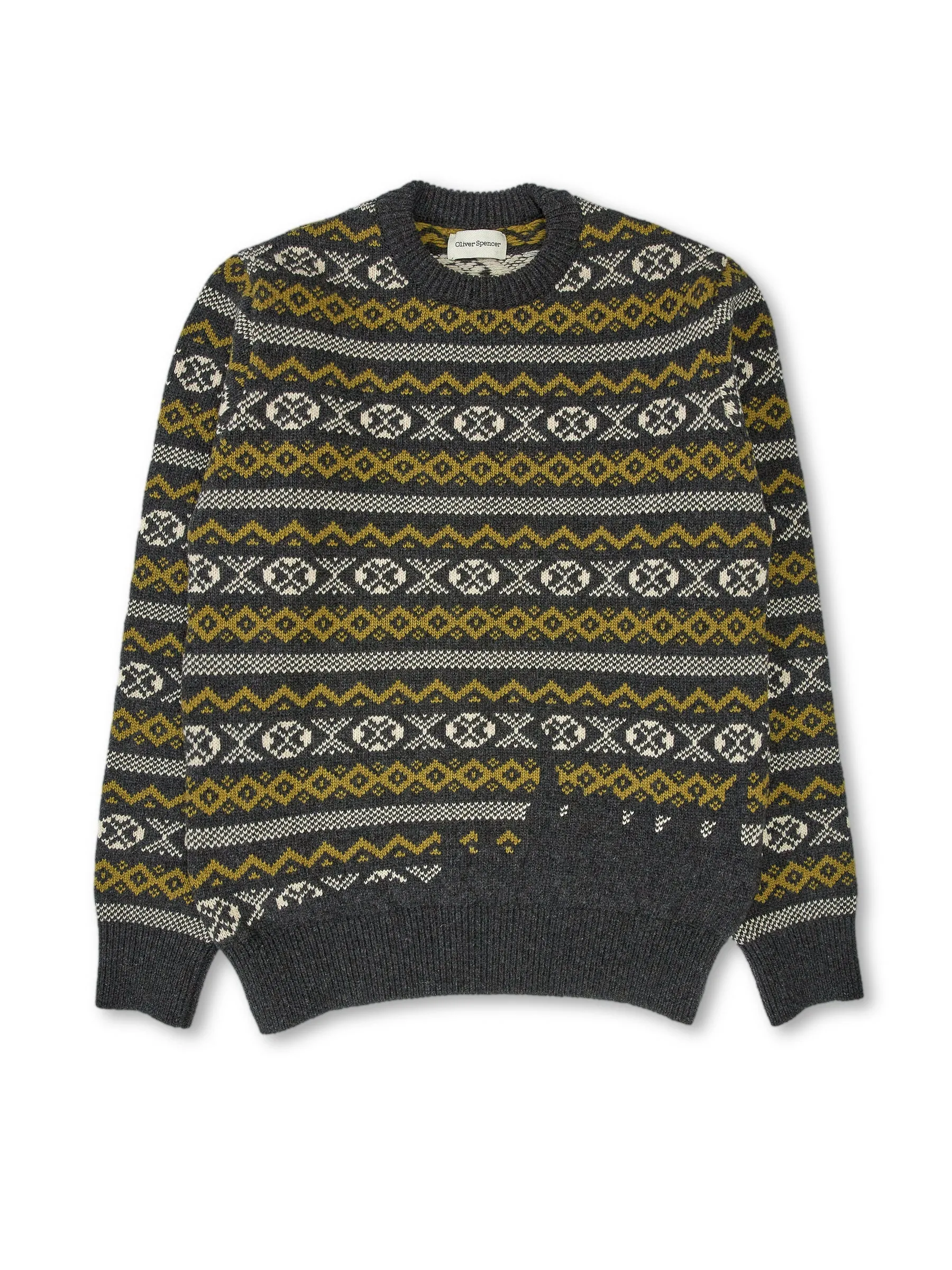 Blenheim Jumper Rookley Charcoal/Light Moss Green sold by Oliver Spencer